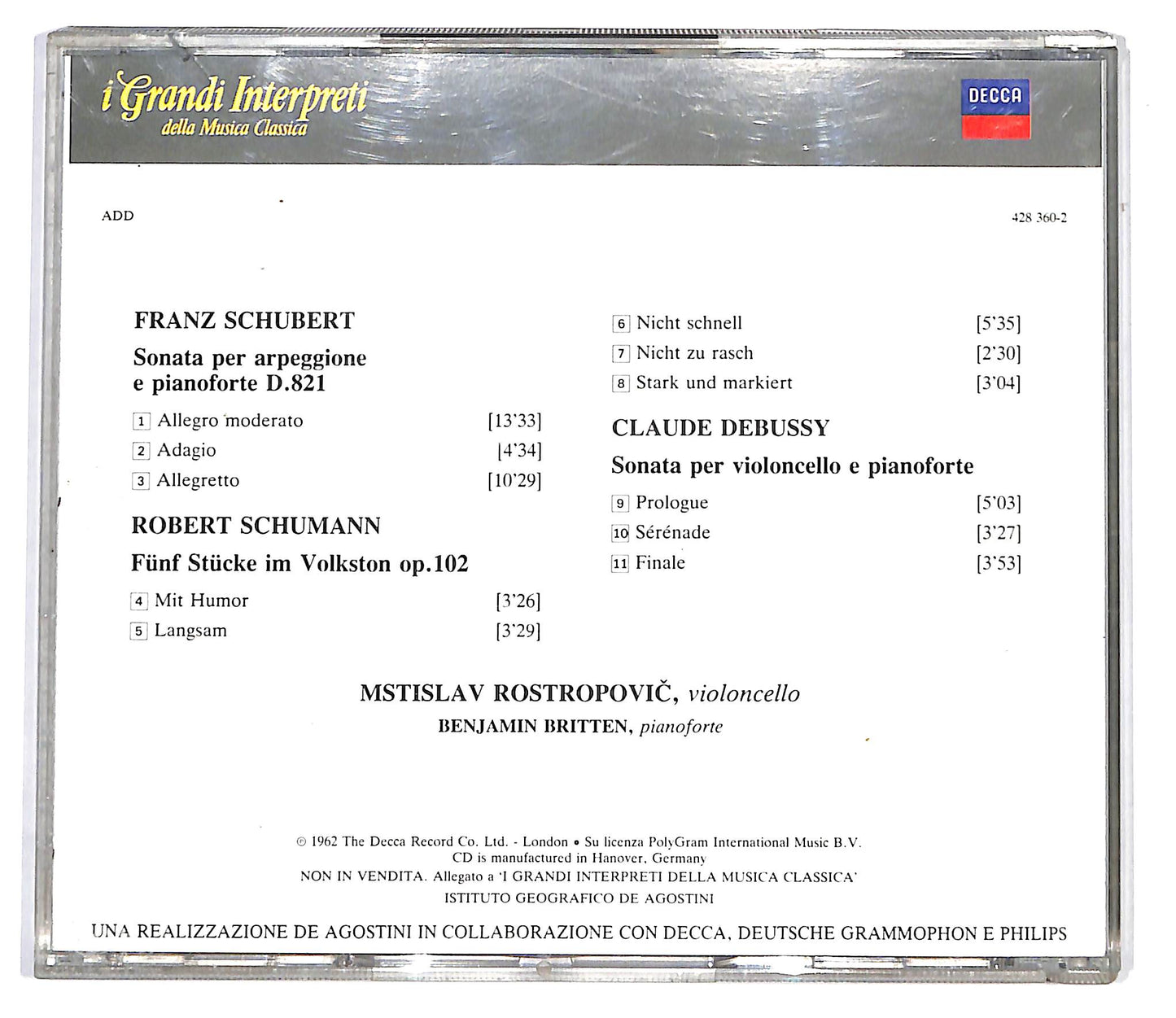 EBOND Rostropovic - Schubert - Schumann - Debussy Vol 59 CD CD099621