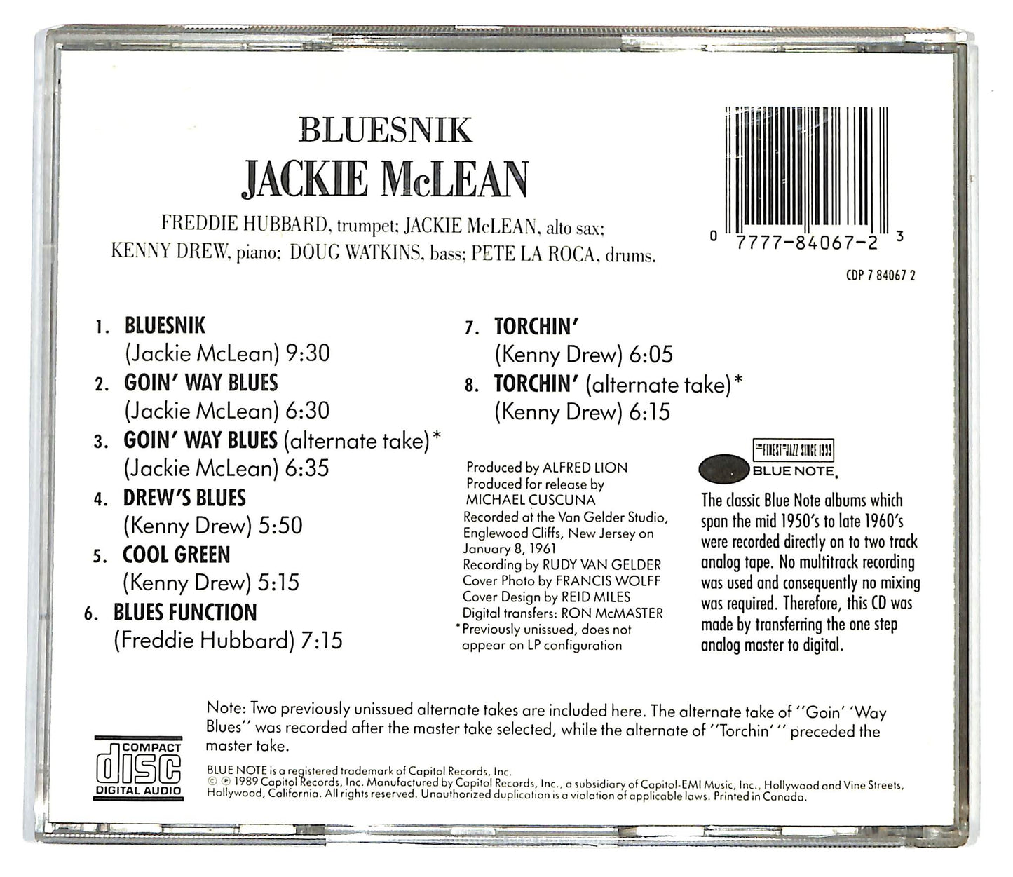 EBOND Jackie McLean - Bluesnik CD CD099623