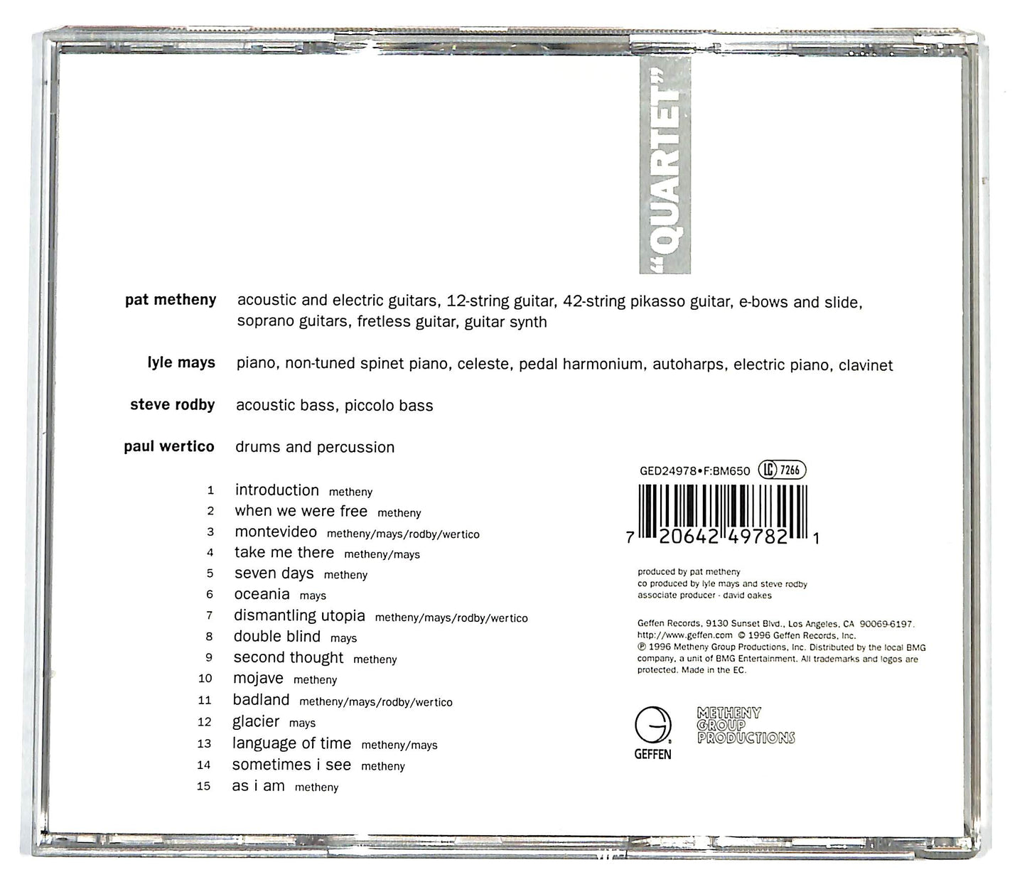 EBOND Pat Metheny Group - ''Quartet'' CD CD099624