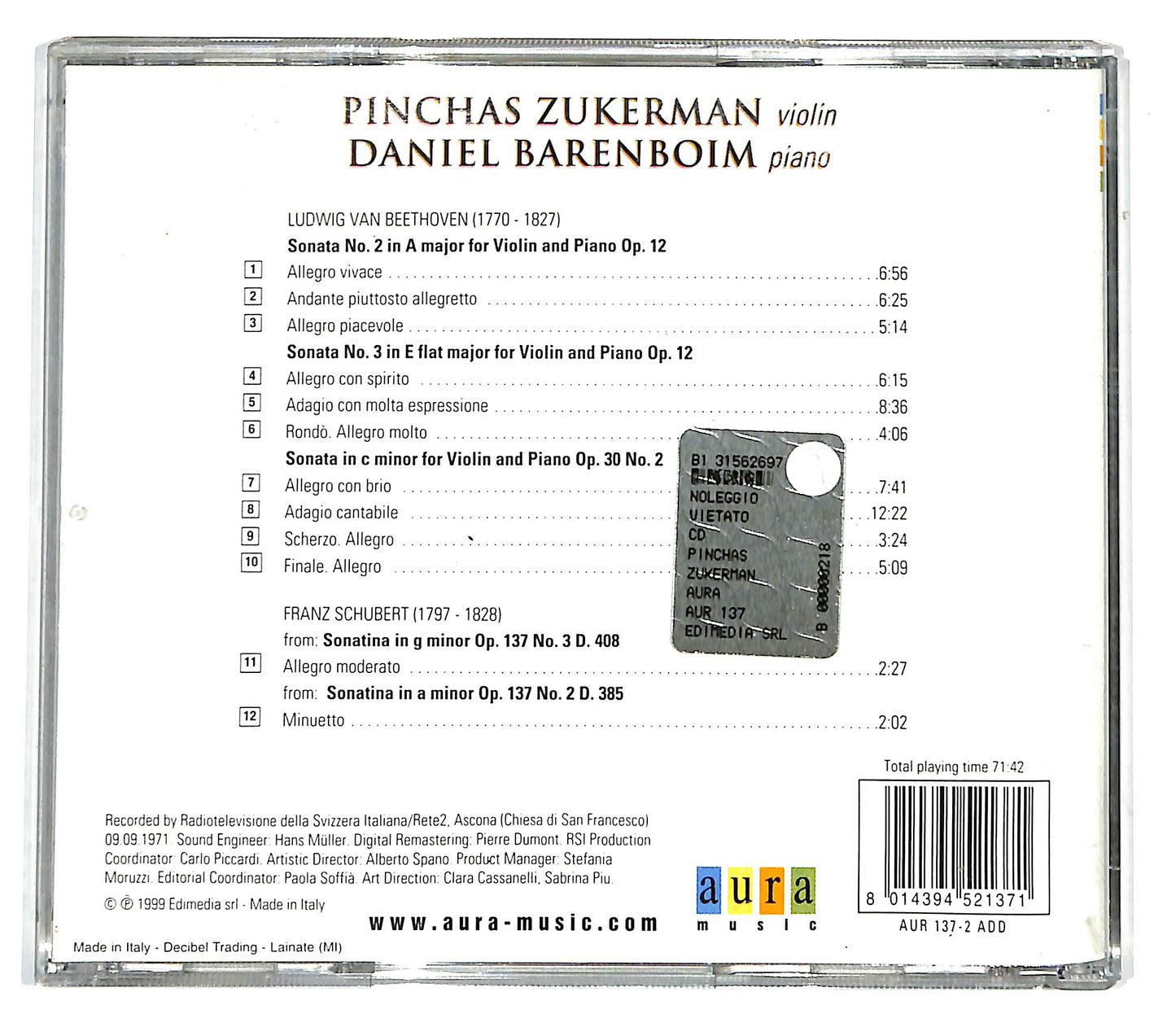 EBOND Zukerman - Barenboim - Beethoven, Schubert CD CD099631