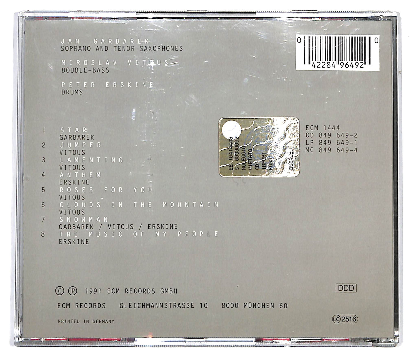 EBOND Jan Garbarek, Miroslav Vitous, Peter Erskine - Star CD CD099646