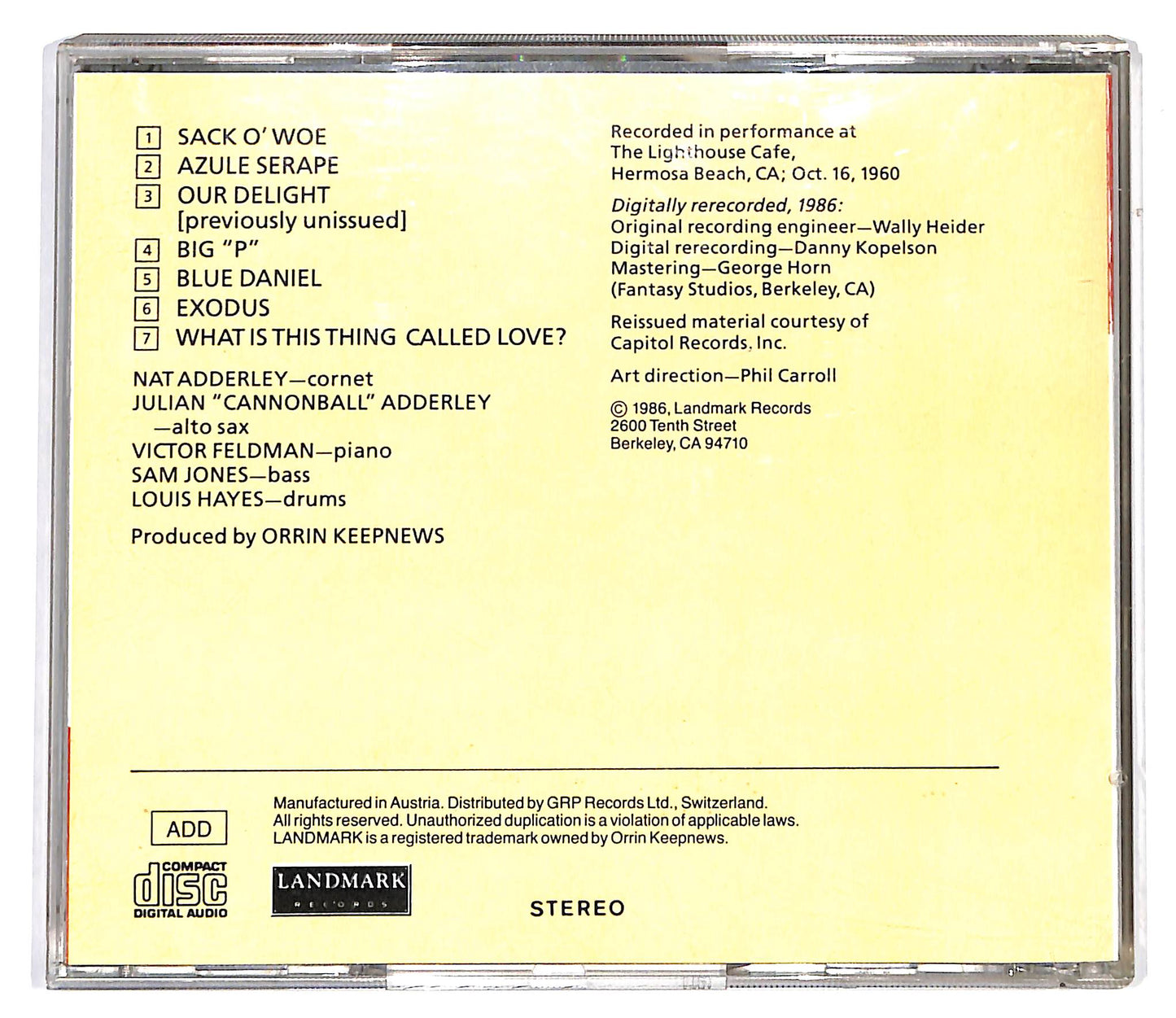 EBOND The Cannonball Adderley Quintet - At The Lighthouse CD CD099712