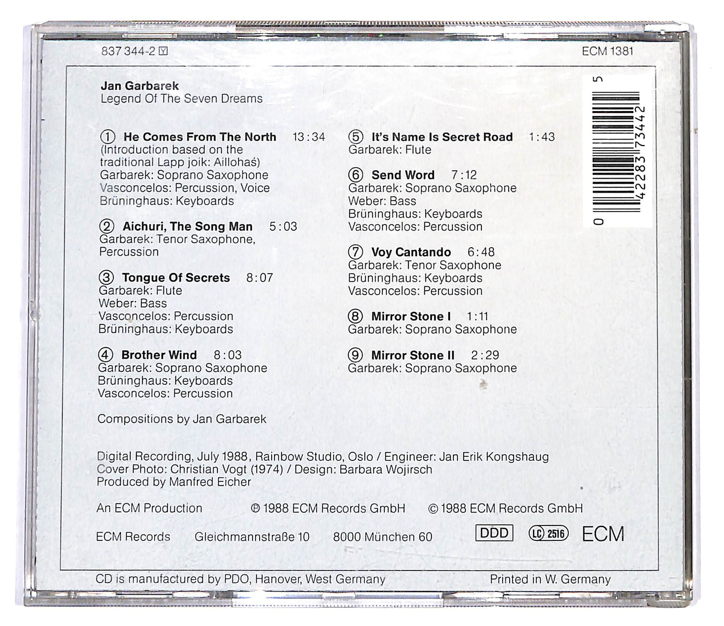 EBOND Jan Garbarek - Legend Of The Seven Dreams CD CD099718