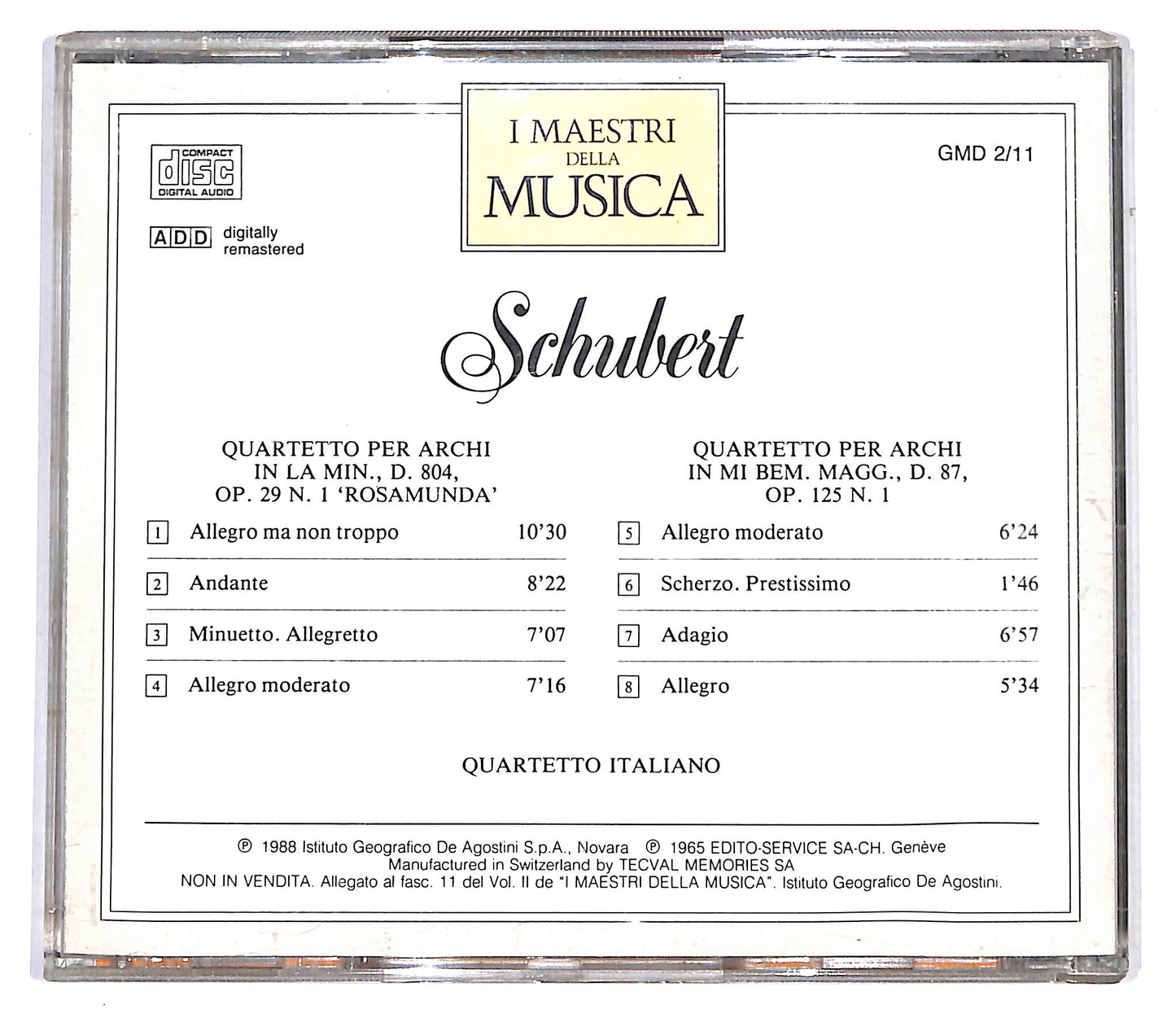 EBOND Schubert - Quartetto Per Archi In La Min., D. 804 CD CD099806