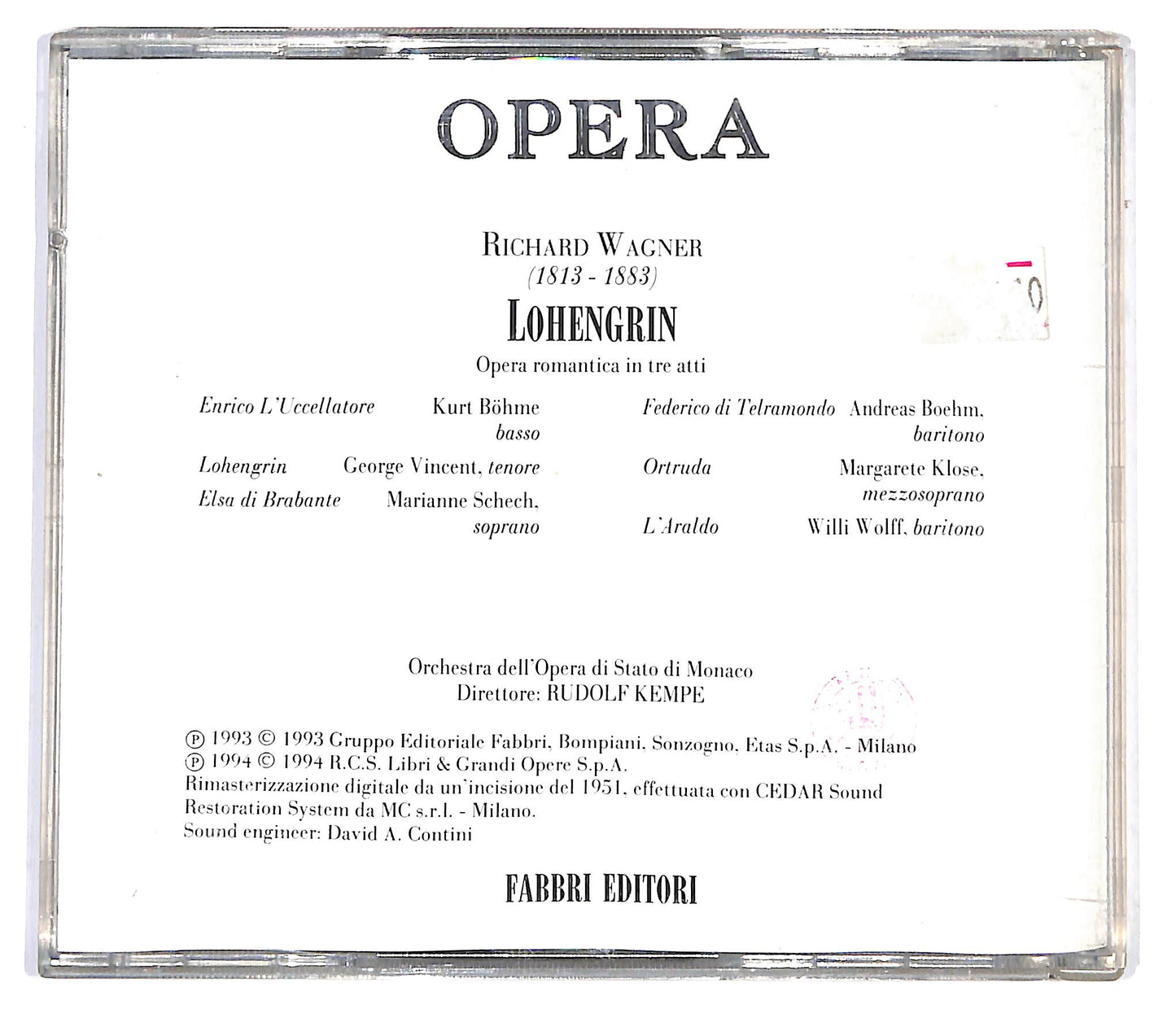 EBOND Richard Wagner - Lohengrin EDITORIALE CD CD099811