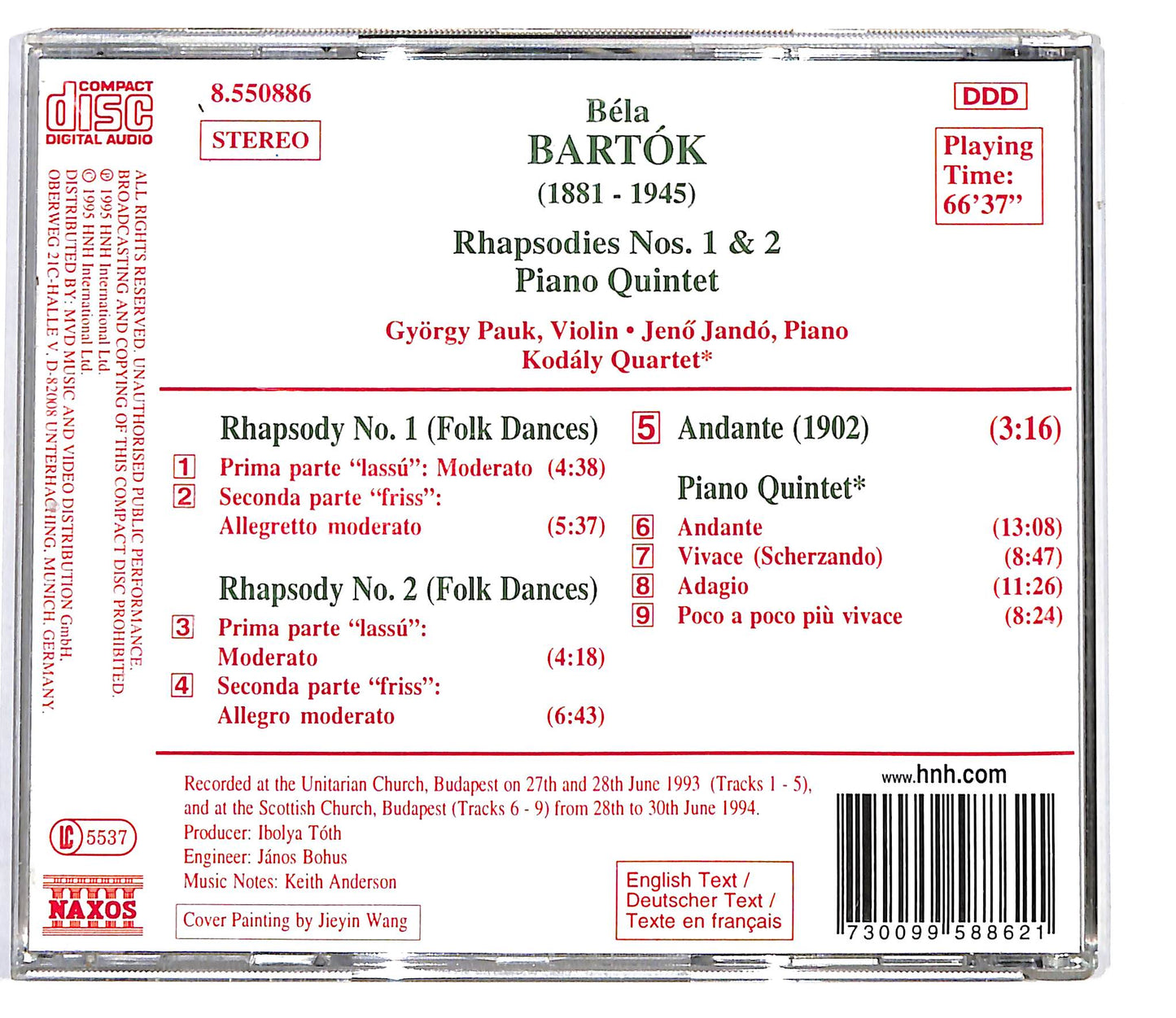 EBOND Bela Bartok - Rhapsodies Nos. 1 & 2 / Piano Quintet CD CD099830