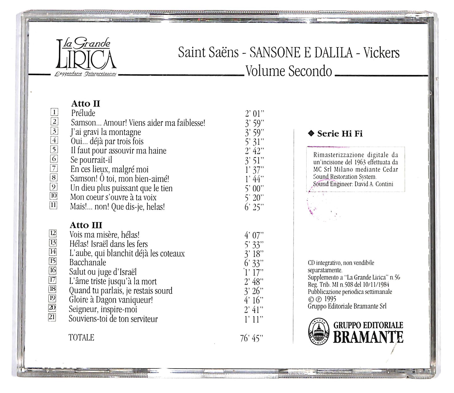 EBOND Saint Saens - Sansone e Dalila - Vickers Vol 2 CD CD099834