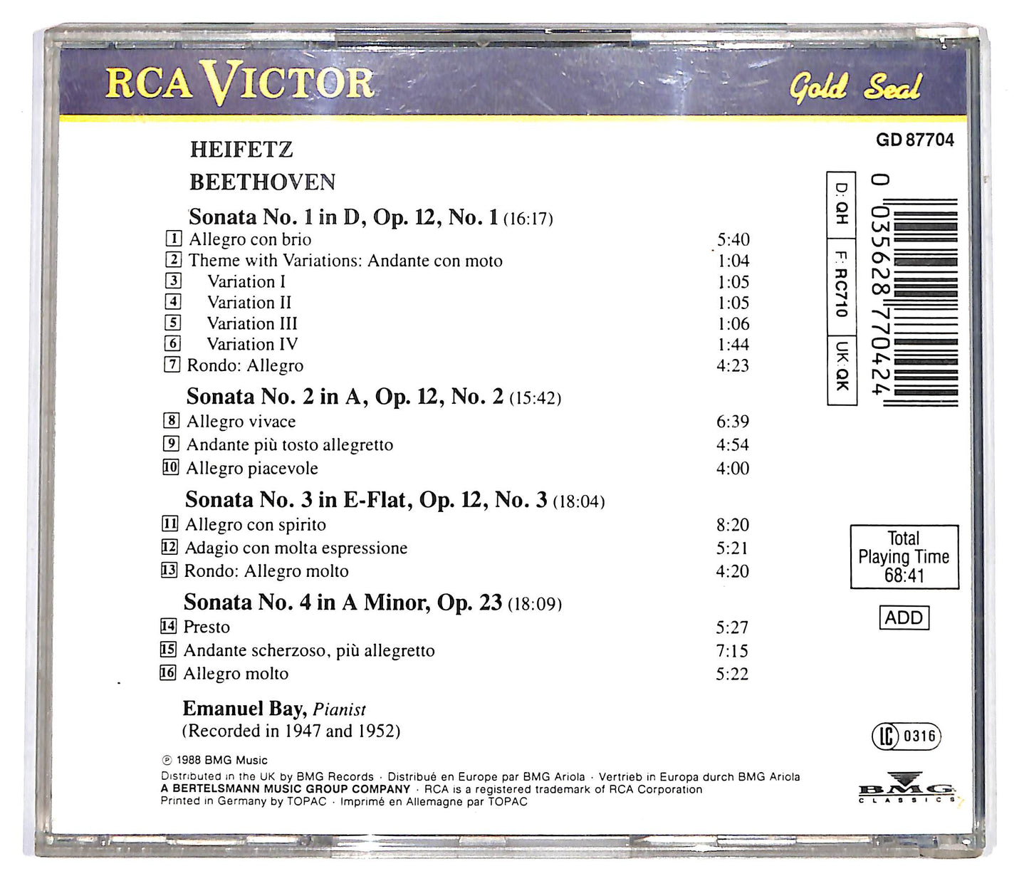EBOND Beethoven - Violin Sonatas No. 1, 2, 3, 4 Vol 1 CD CD099835
