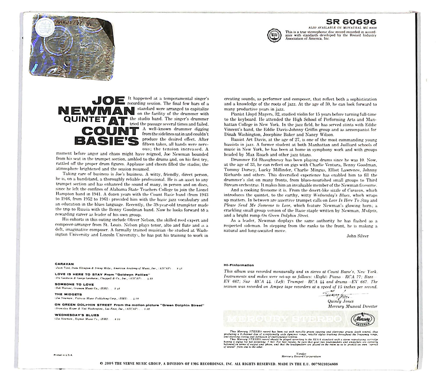 EBOND Joe Newman Quintet - Joe Newman Quintet At Count Basie's CD CD099914