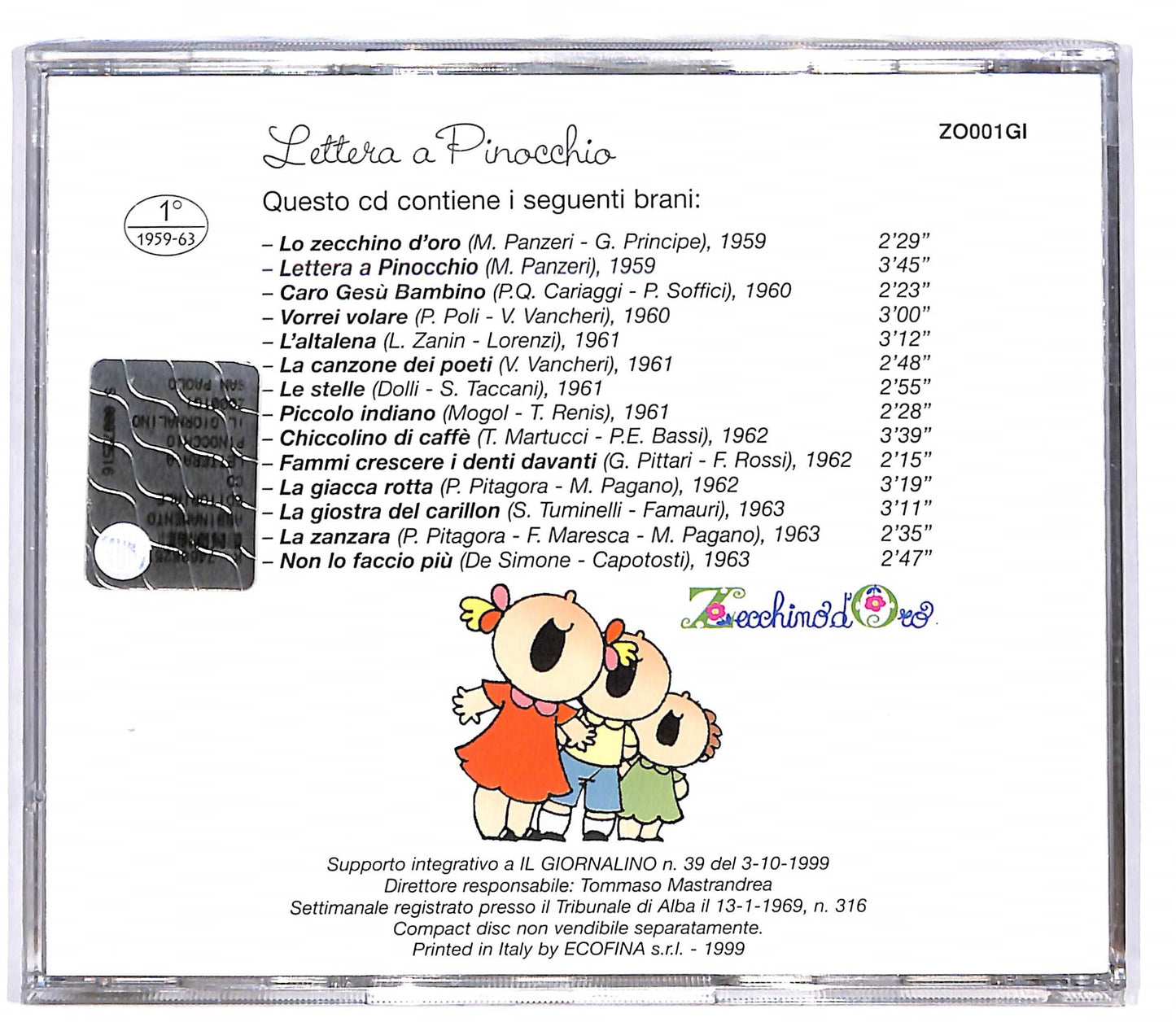 EBOND Zecchino d'oro - 1959 - 63 Lettera a Pinocchio EDITORIALE CD CD100408