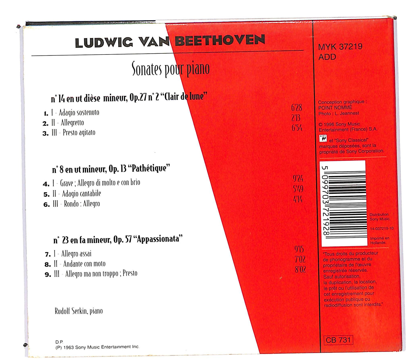 EBOND Rudolf Serkin Beethoven - sonates pour piano DIGIPACK CD CD100409