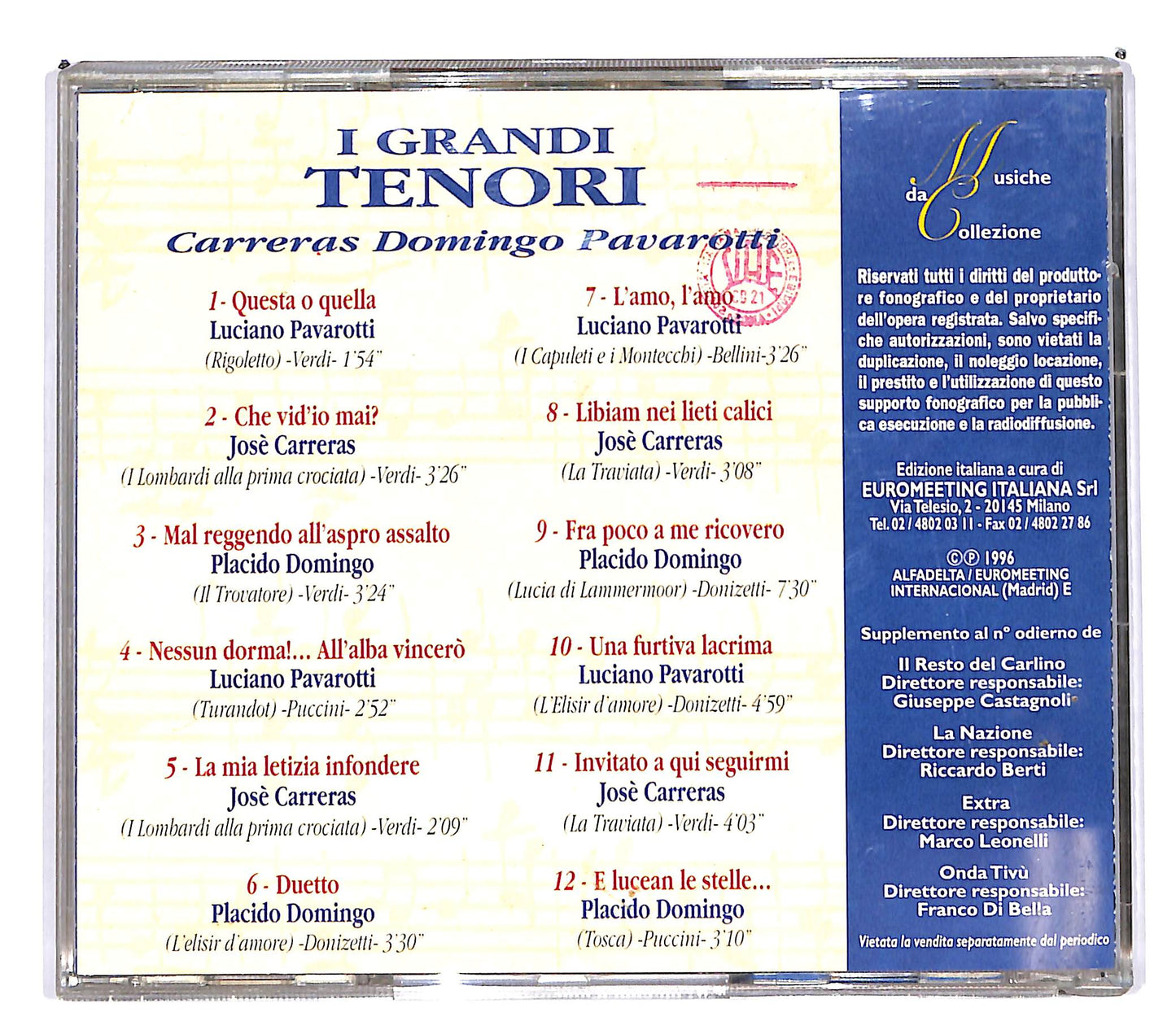 EBOND I Grandi Tenori - Carreras Domingo Pavarotti EDITORIALE CD CD100412