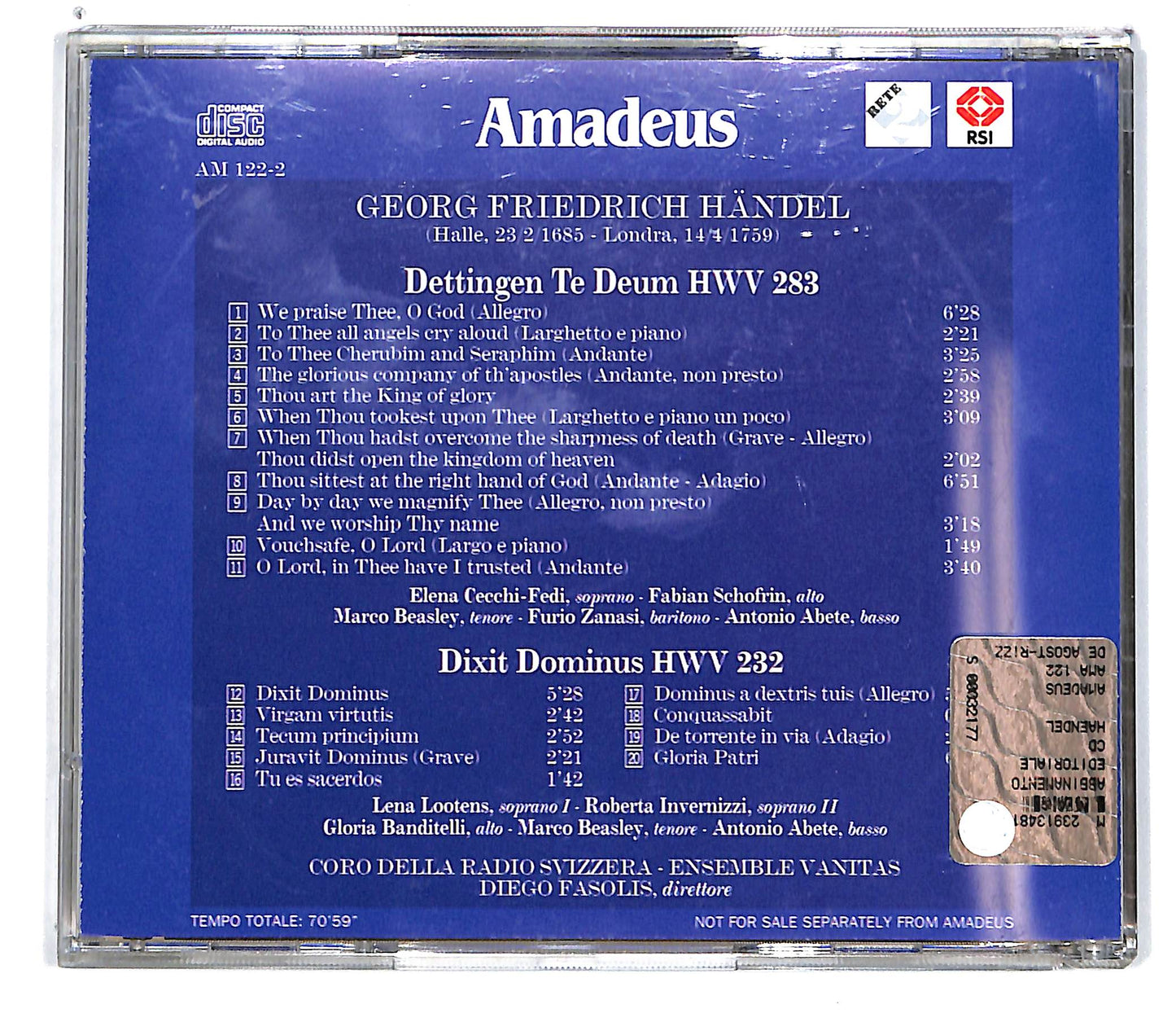 EBOND Amadeus - Handel - Dettingen Te Deum EDITORIALE CD CD101056