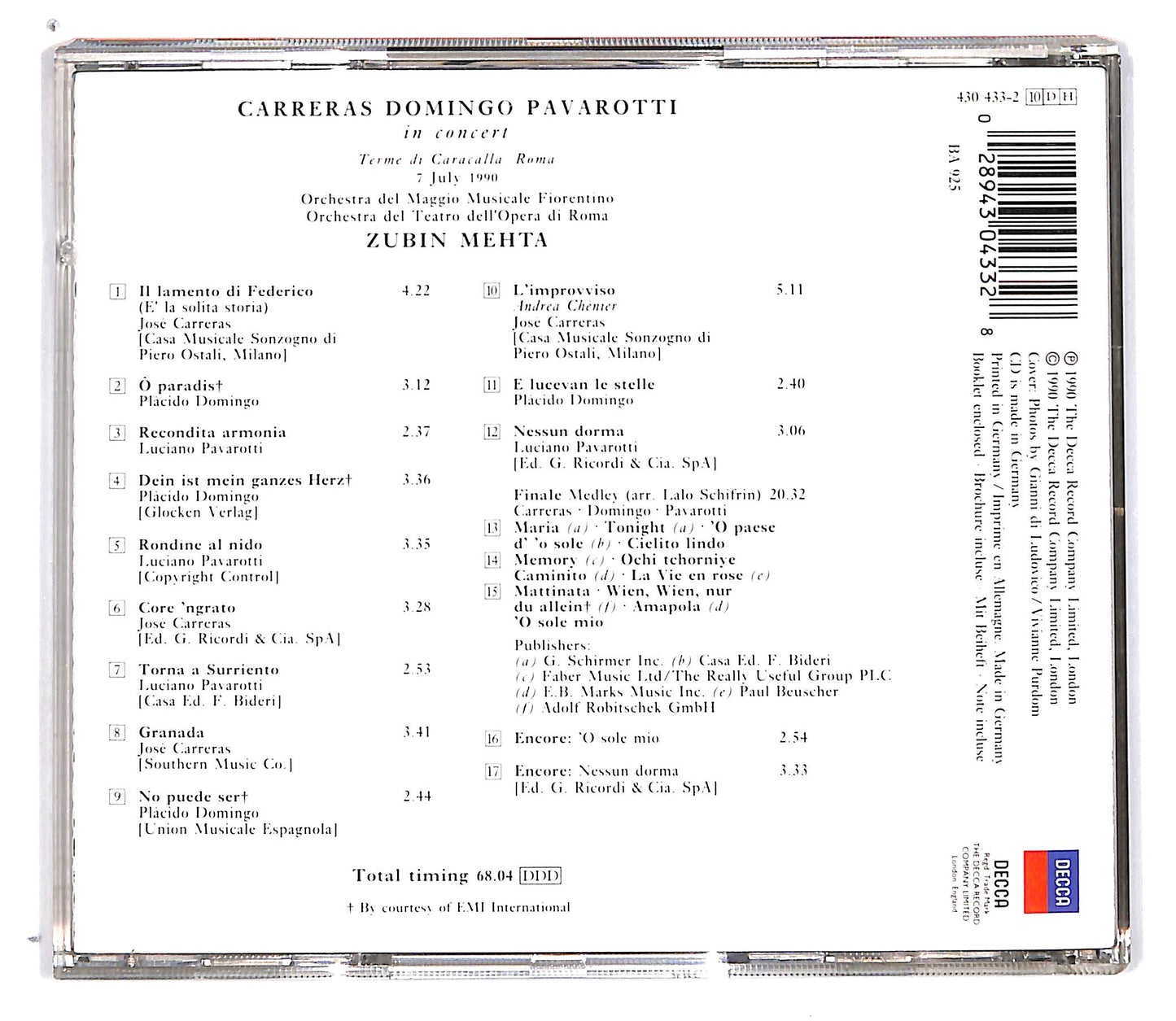 EBOND Carreras Domingo Pavarotti - in Concert Mehta CD CD101149