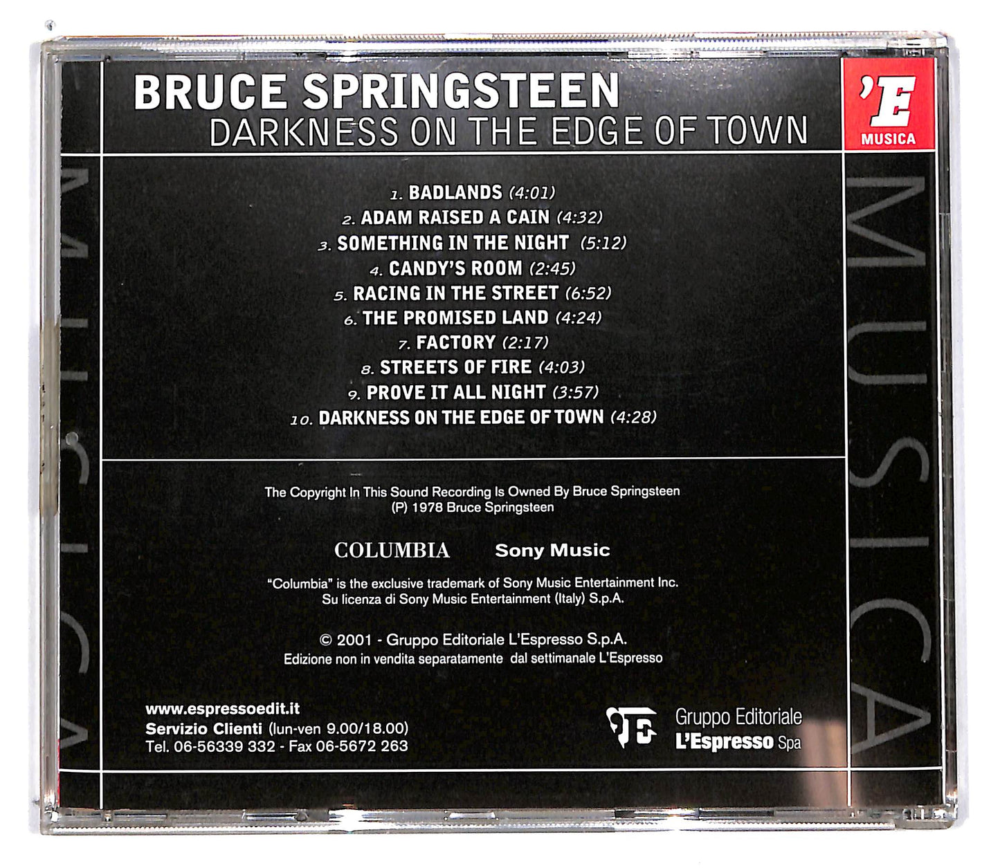 EBOND Bruce Springsteen - Darkness On The Edge Of Town EDITORIALE CD CD101201