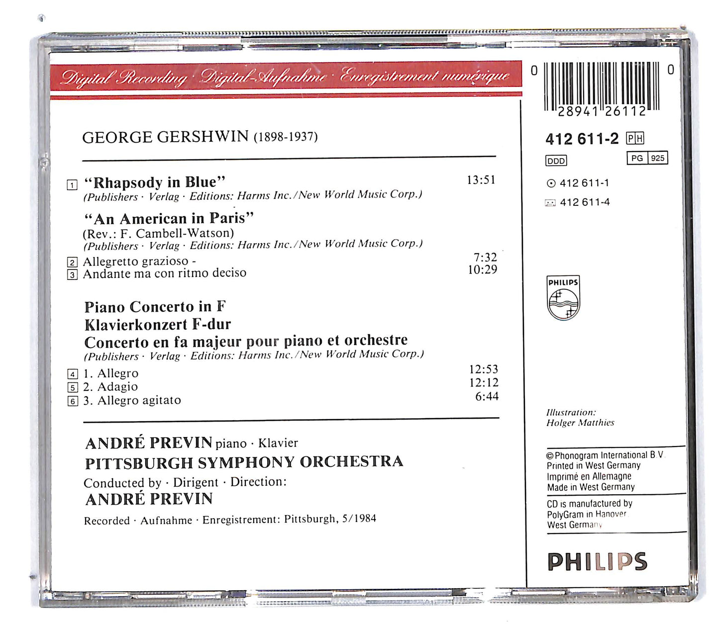 EBOND Gershwin - Rhapsody In Blue Piano Concerto In F CD CD101230