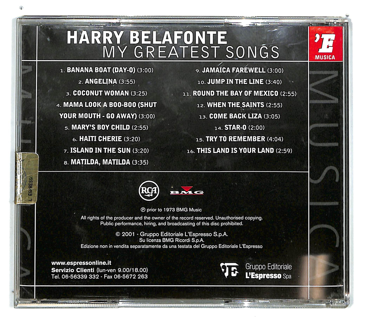 EBOND Harry Belafonte - My Greatest Songs EDITORIALE CD CD101311