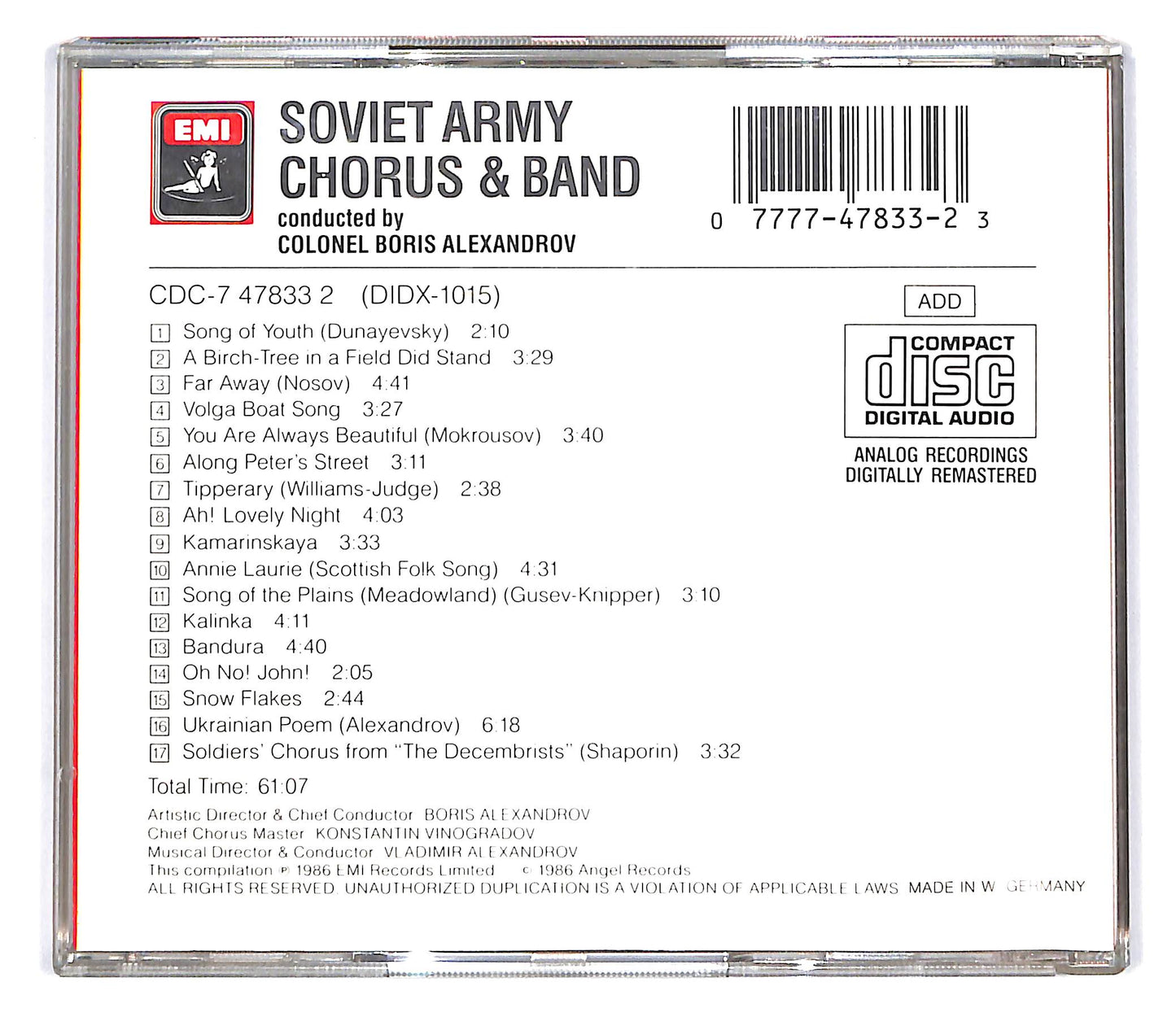 EBOND Soviet Army Chorus e Band - Soviet Army Chorus e Band CD CD101352