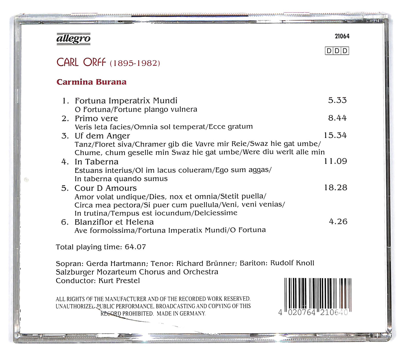 EBOND Carl Orff - Carmina Burana CD CD101353