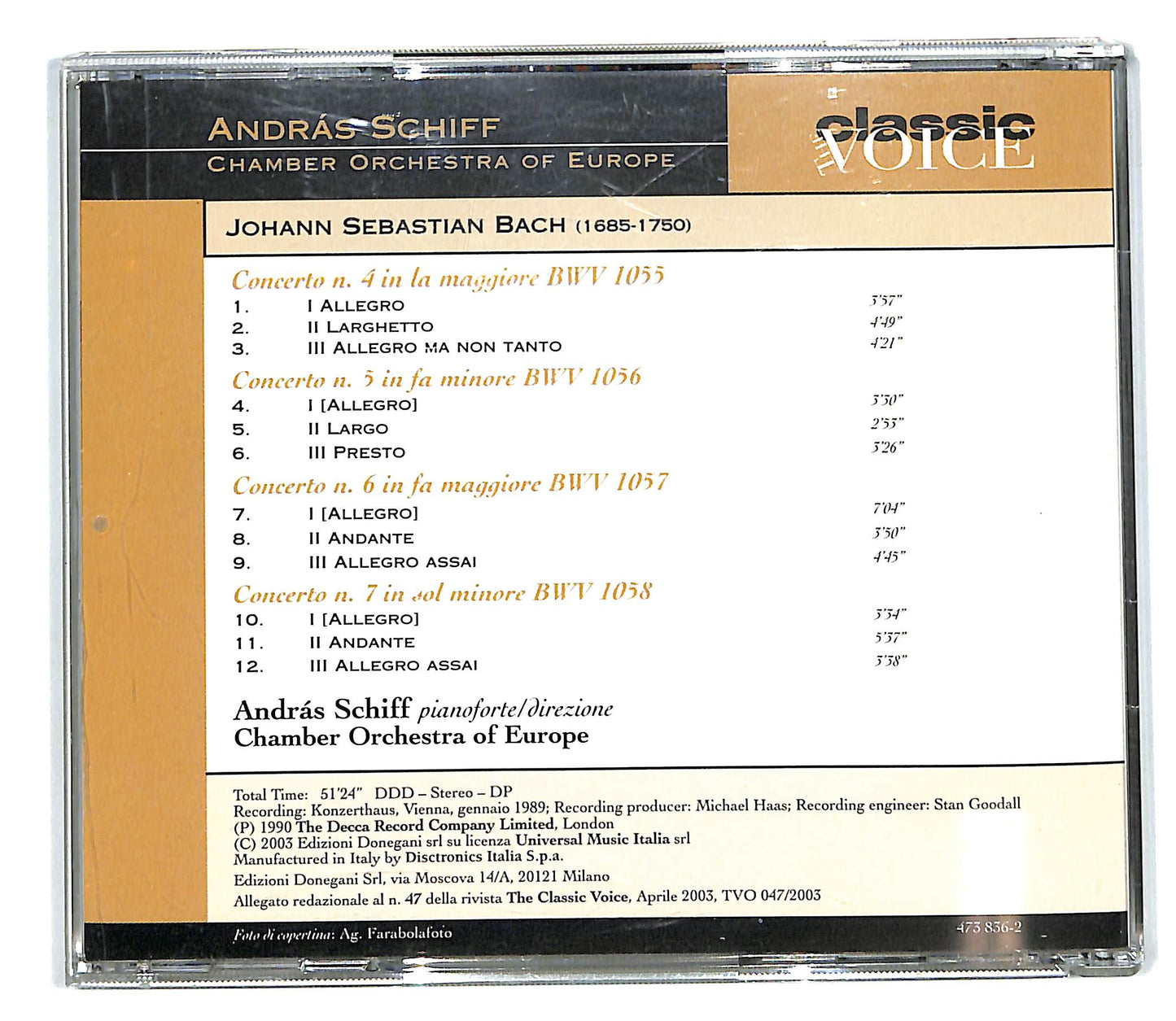 EBOND Bach - Concerti per pianoforte e orchestra BWV 1052-1058 CD CD101529