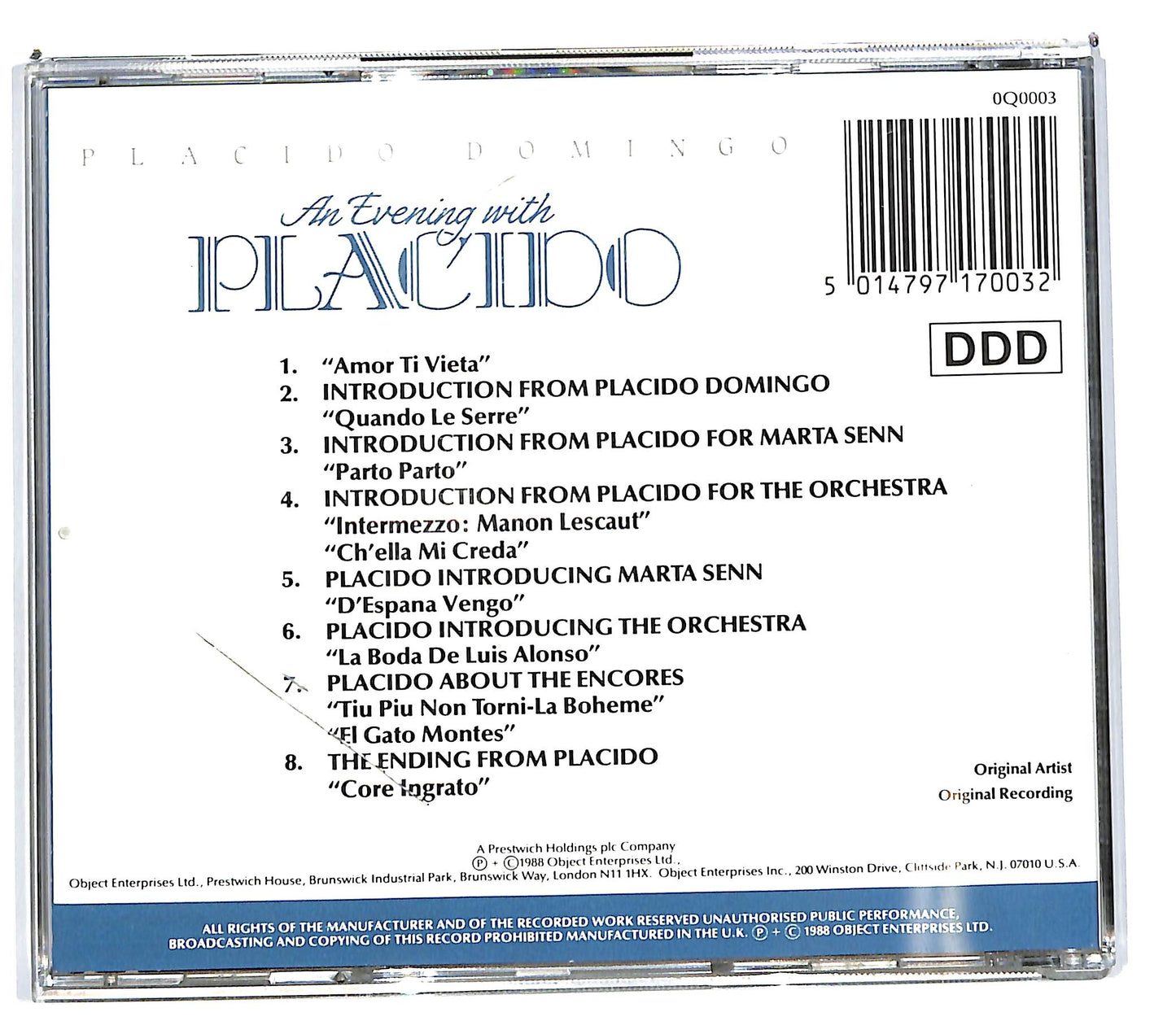 EBOND Placido Domingo - An Evening With Placido CD CD101602