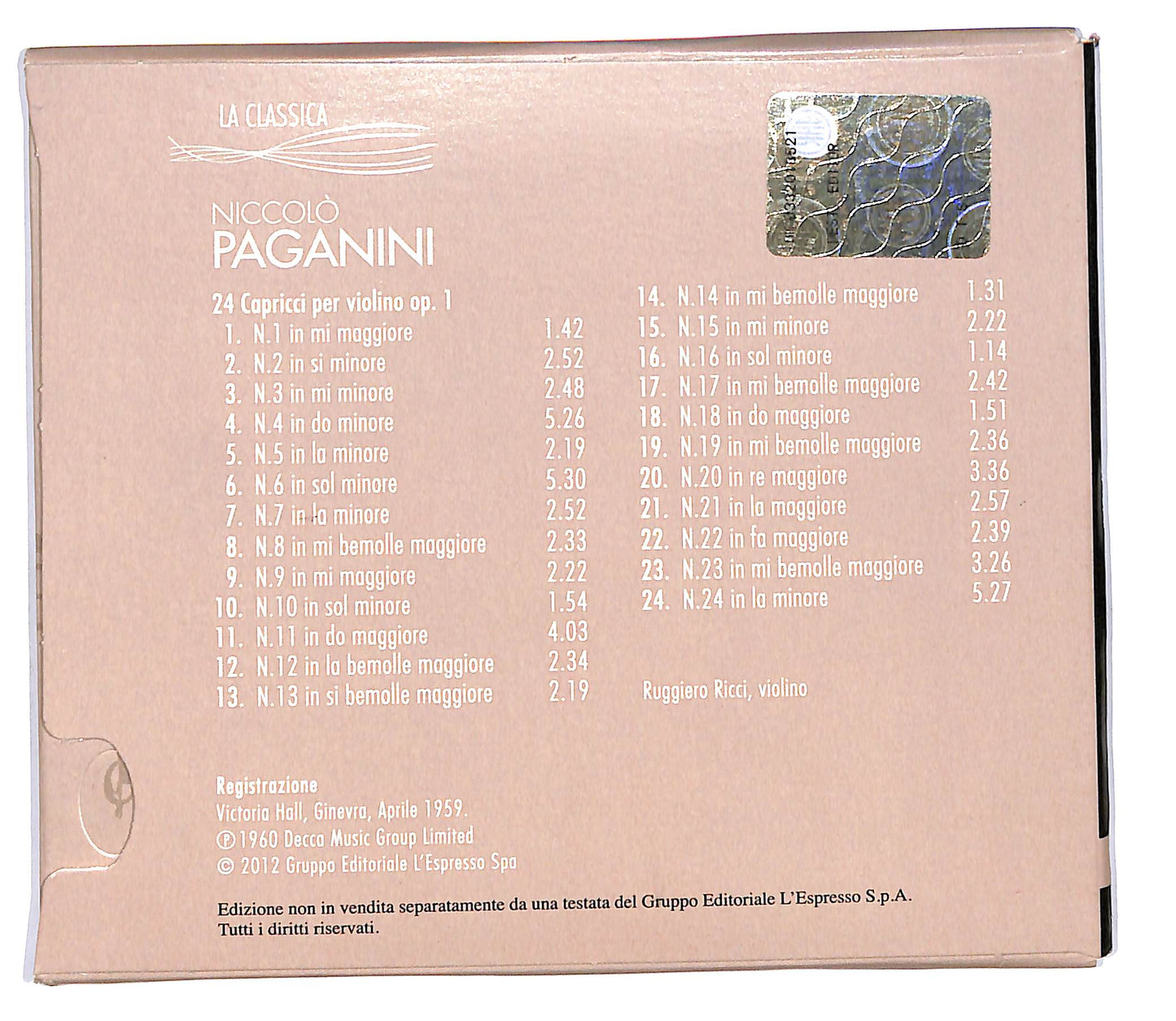EBOND Niccolo Paganini - 24 capricci vol.10 DIGIPACK EDITORIALE CD CD101653