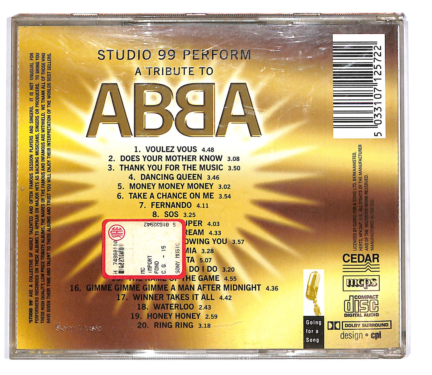 EBOND Studio 99 - Studio 99 Perform A Tribute To ABBA CD CD101661