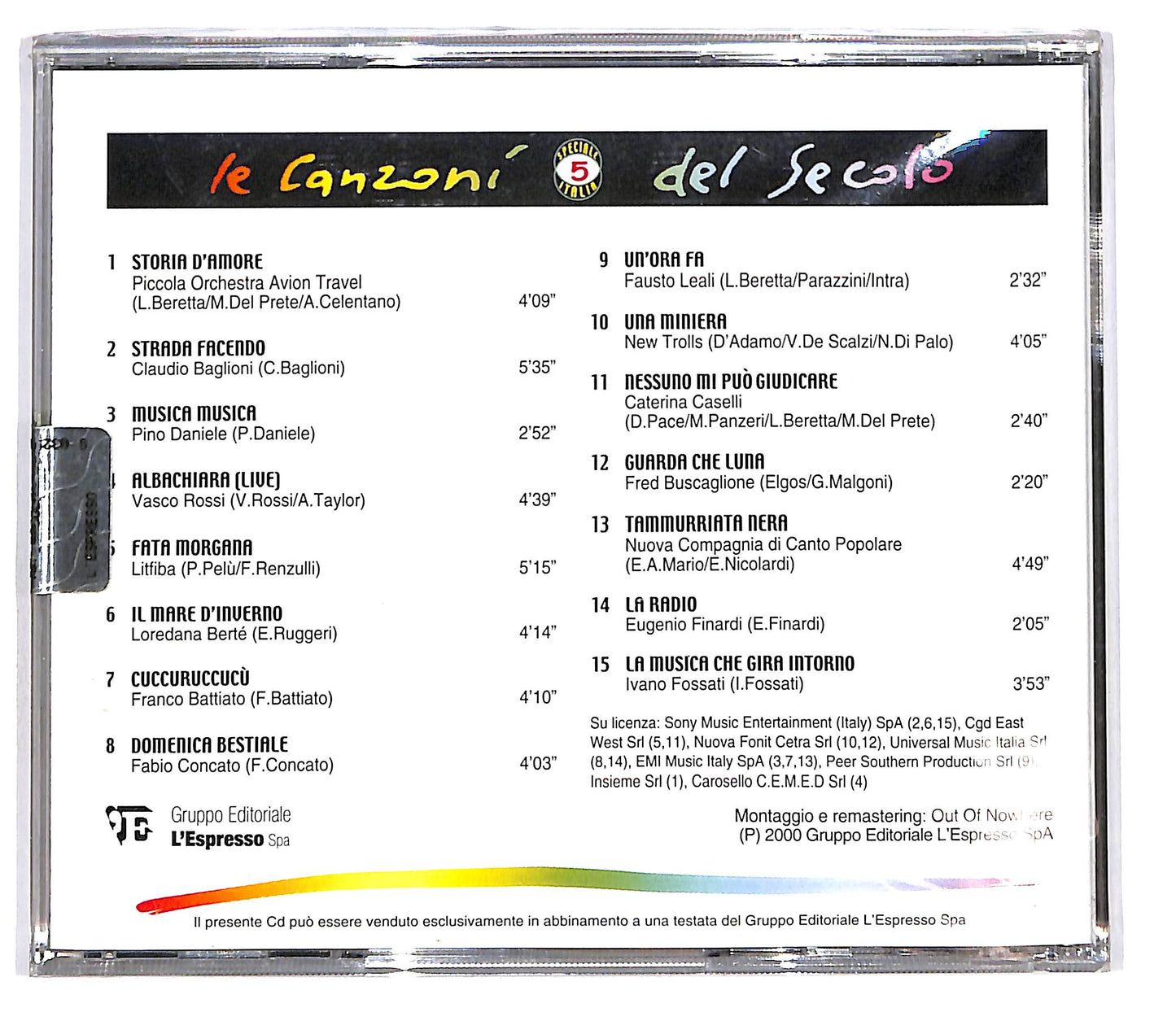 EBOND Various - Le Canzoni Del Secolo Speciale Italia 5 EDITORIALE CD CD101732