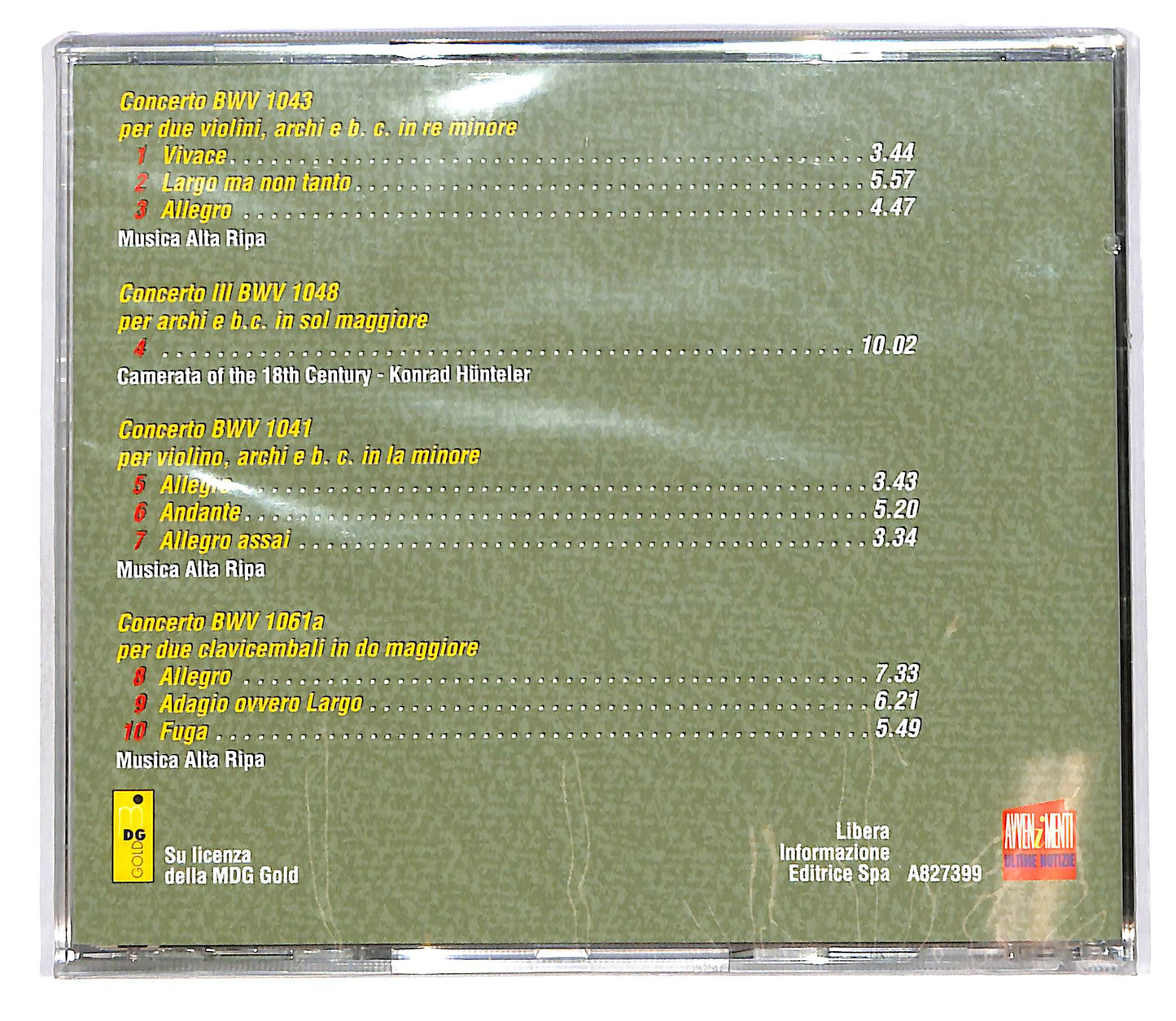 EBOND Bach - Concerti Per Violini, Cembali E Archi EDITORIALE CD CD101739