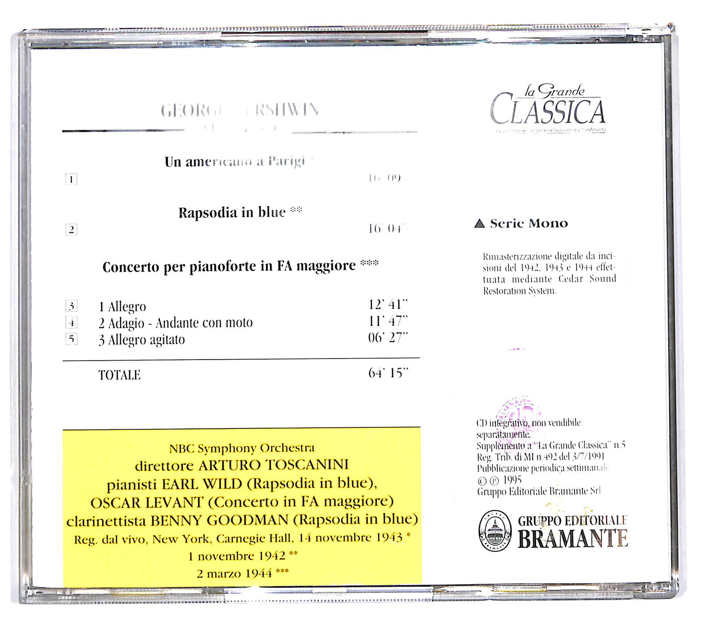 EBOND Toscanini Gershwin - Un Americano A Parigi EDITORIALE CD CD101759