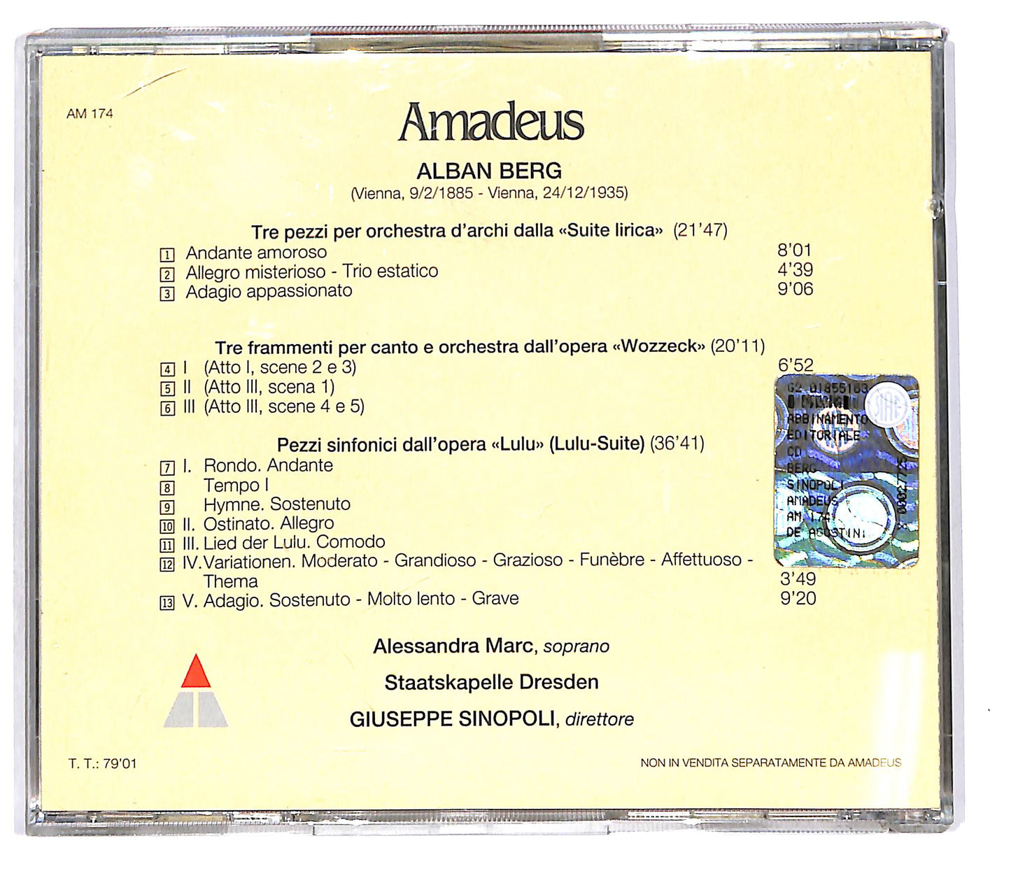 EBOND Amadeus - Berg -Suite Lirica EDITORIALE CD CD101806