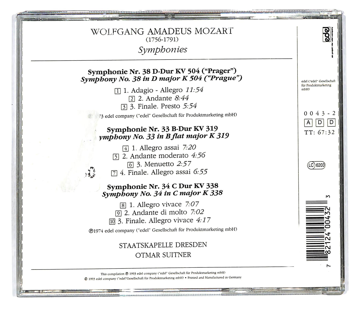 EBOND Mozart - Symphonies No.38 No.33 e No.34 CD CD101819