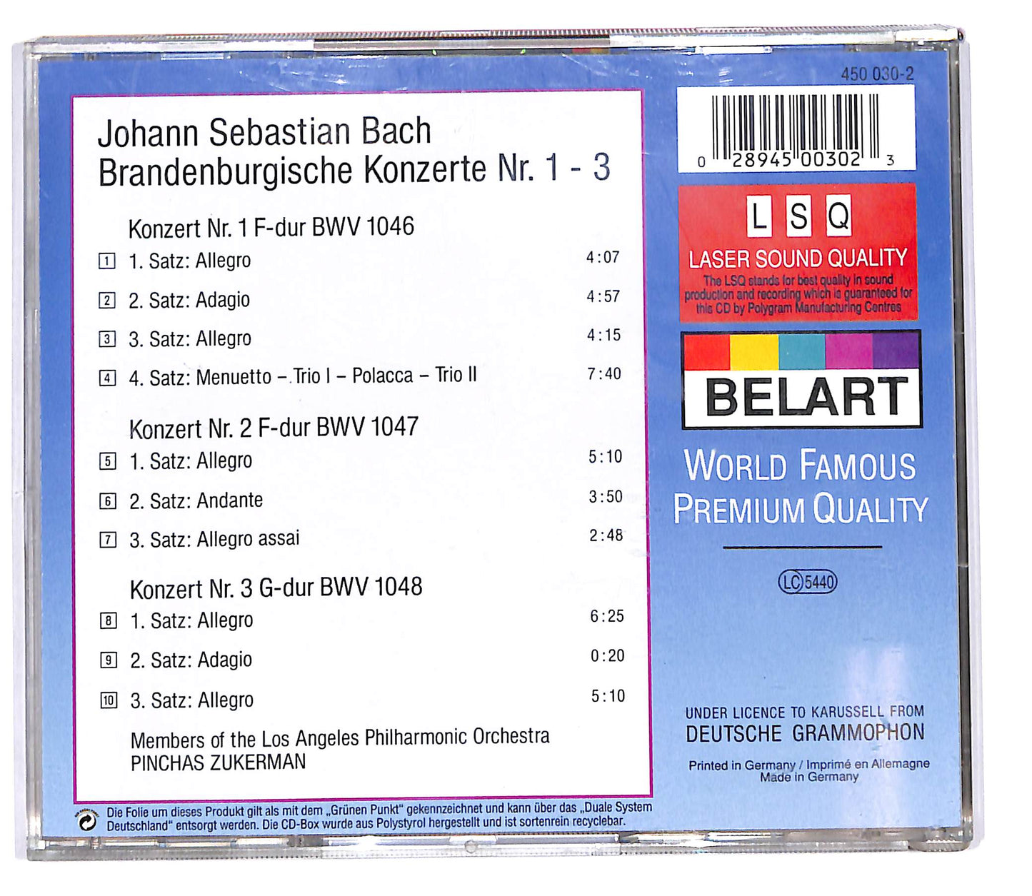 EBOND J.S. Bach - Brandenburgische Konzert 1-3 CD CD101908