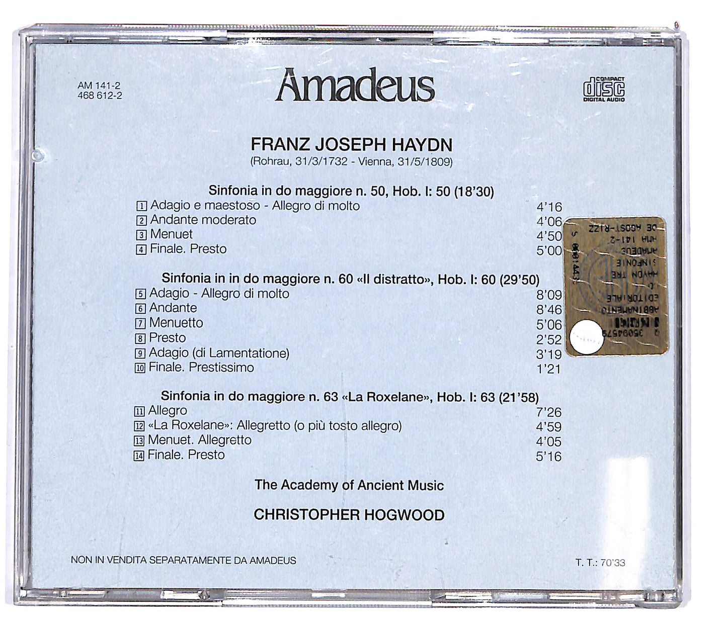 EBOND Haydn - Sinfonie N. 50 60 E 63 EDITORIALE CD CD101941