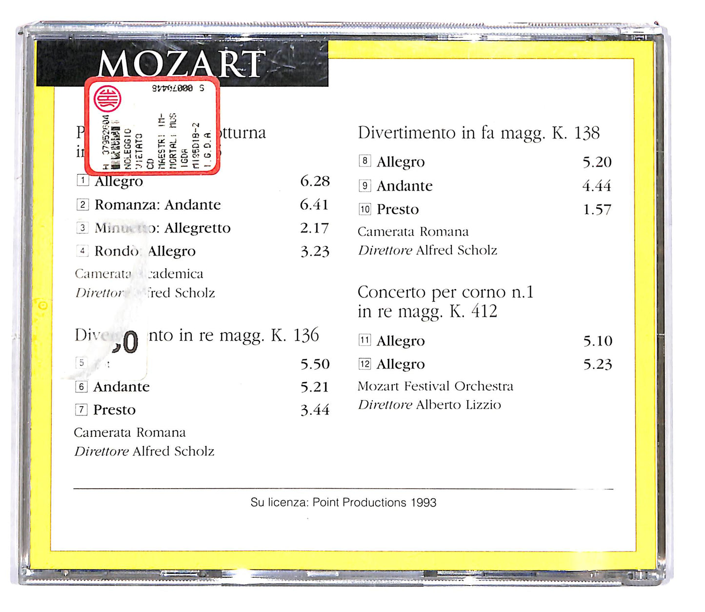 EBOND Mozart - Piccola Serenata Notturna K. 525 EDITORIALE CD CD101958