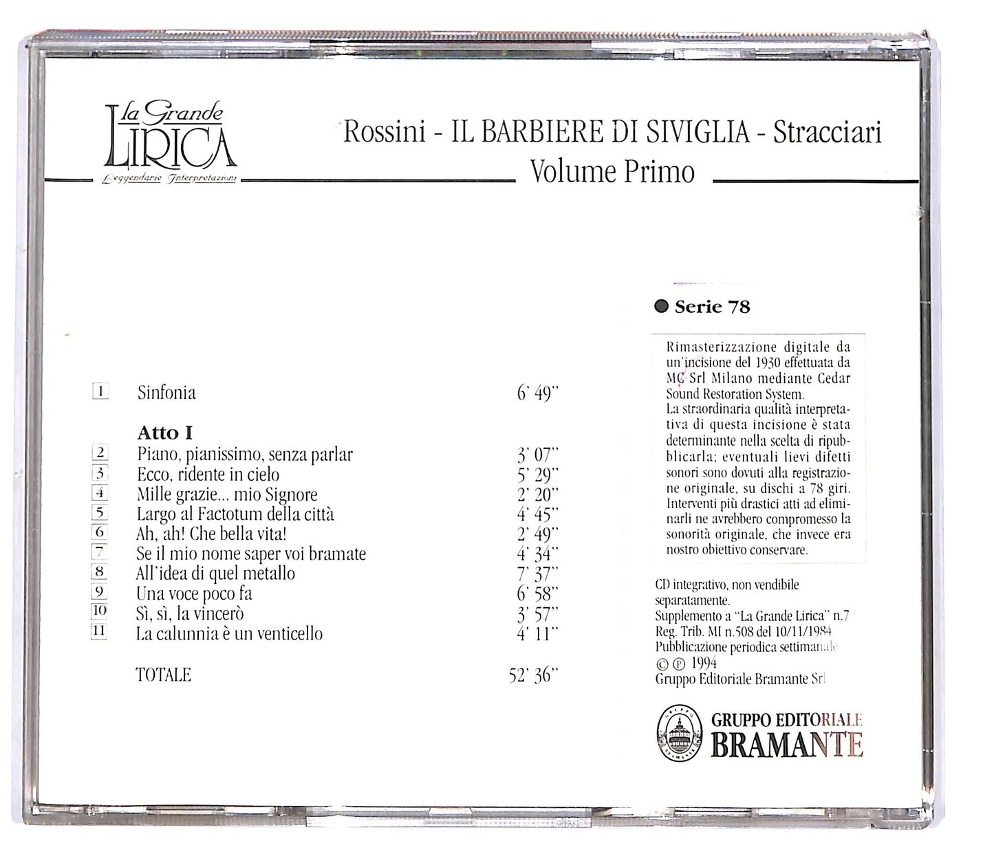 EBOND Rossini - Il Barbiere dei Siviglia Stracciari vol1 EDITORIALE CD CD102012