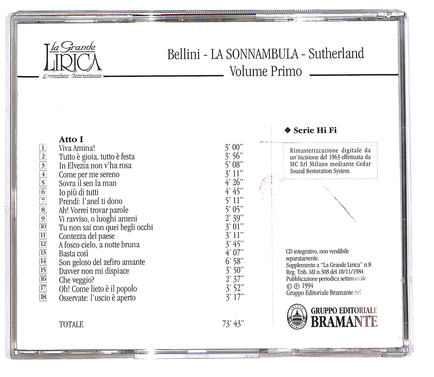 EBOND Bellini - La Sonnambula - Sutherland vol.1 EDITORIALE CD CD102039