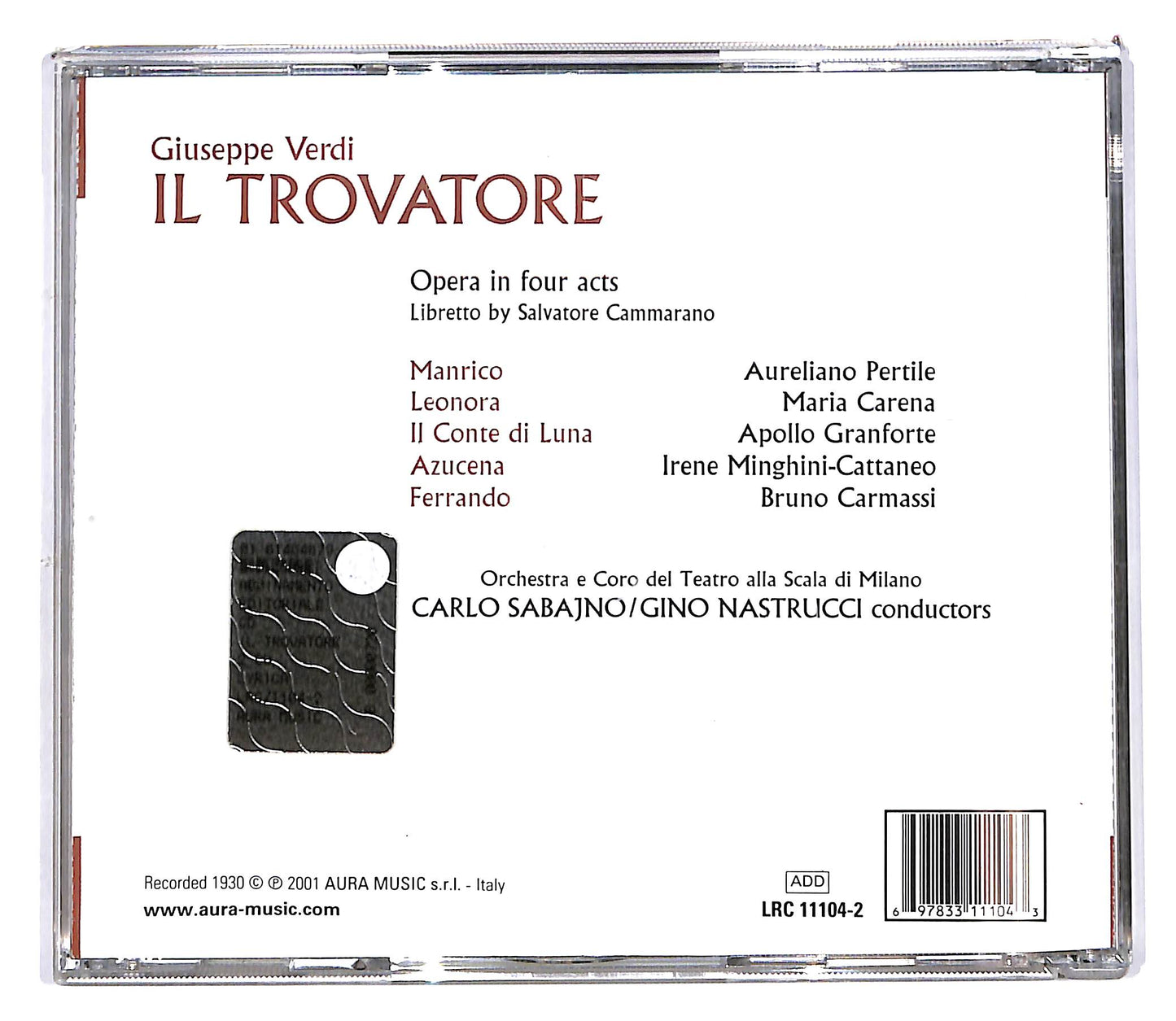 EBOND Verdi - Il Trovatore - Sabajno Nastrucci ( 2 dischi) EDITORIALE CD CD102055