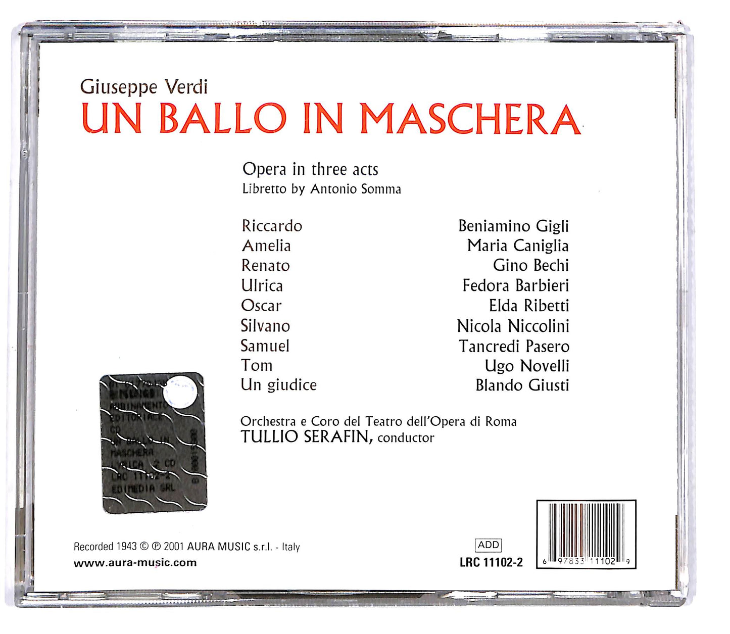 EBOND Verdi - Un ballo in maschera - Serafini (2 dischi) EDITORIALE CD CD102056