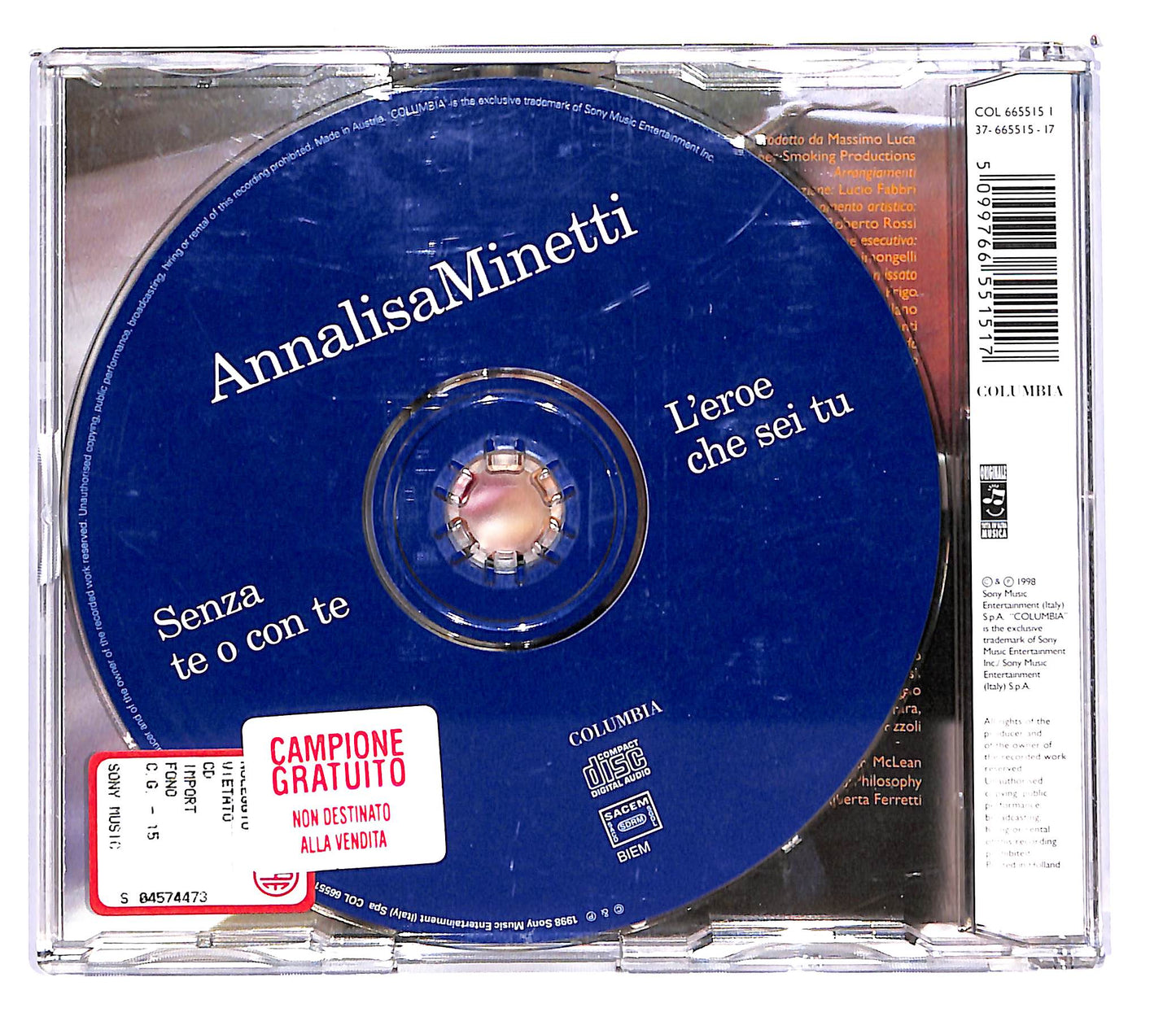 EBOND Annalisa Minetti - Senza Te O Con Te L'eroe Che Sei Tu CD CD102502