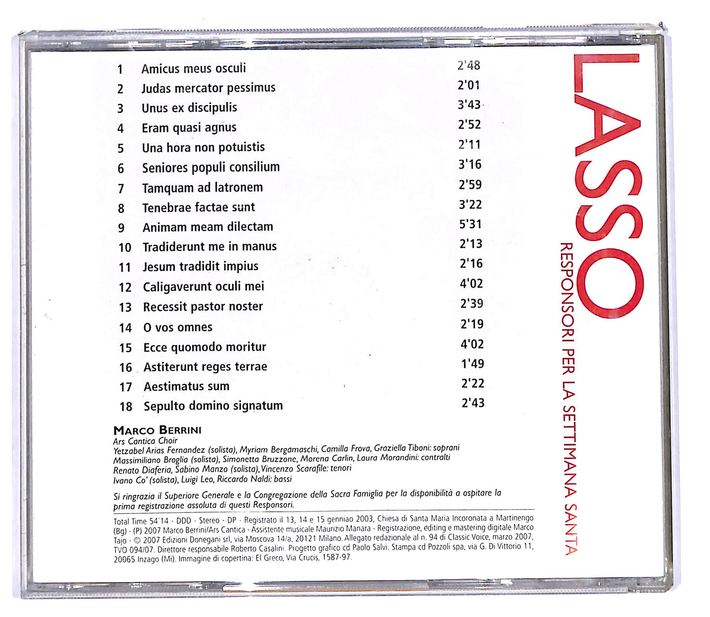 EBOND Lasso - Responsori Per La Settimana Santa EDITORIALE CD CD102547