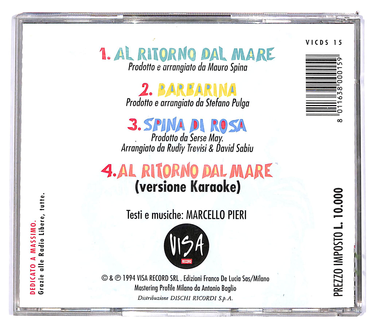 EBOND Marcello Pieri - Al Ritorno Dal Mare CD CD102632