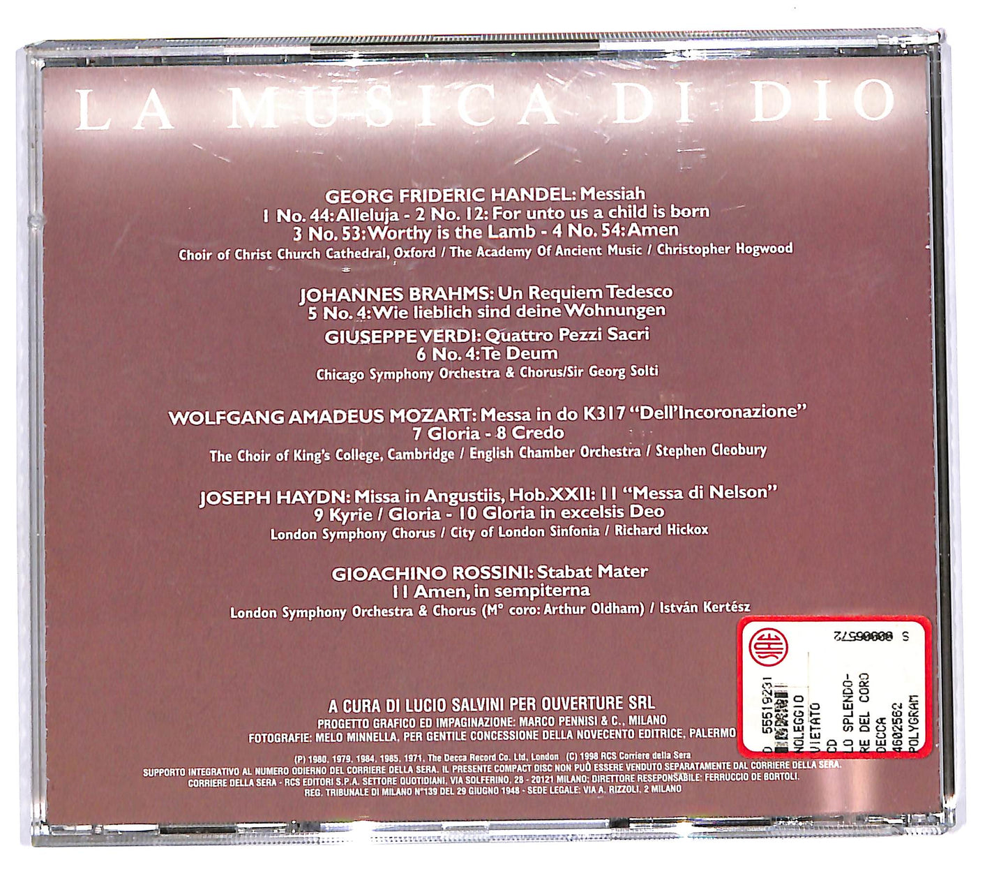 EBOND Various - lo splendore del coro - La Musica di Dio EDITORIALE CD CD102855
