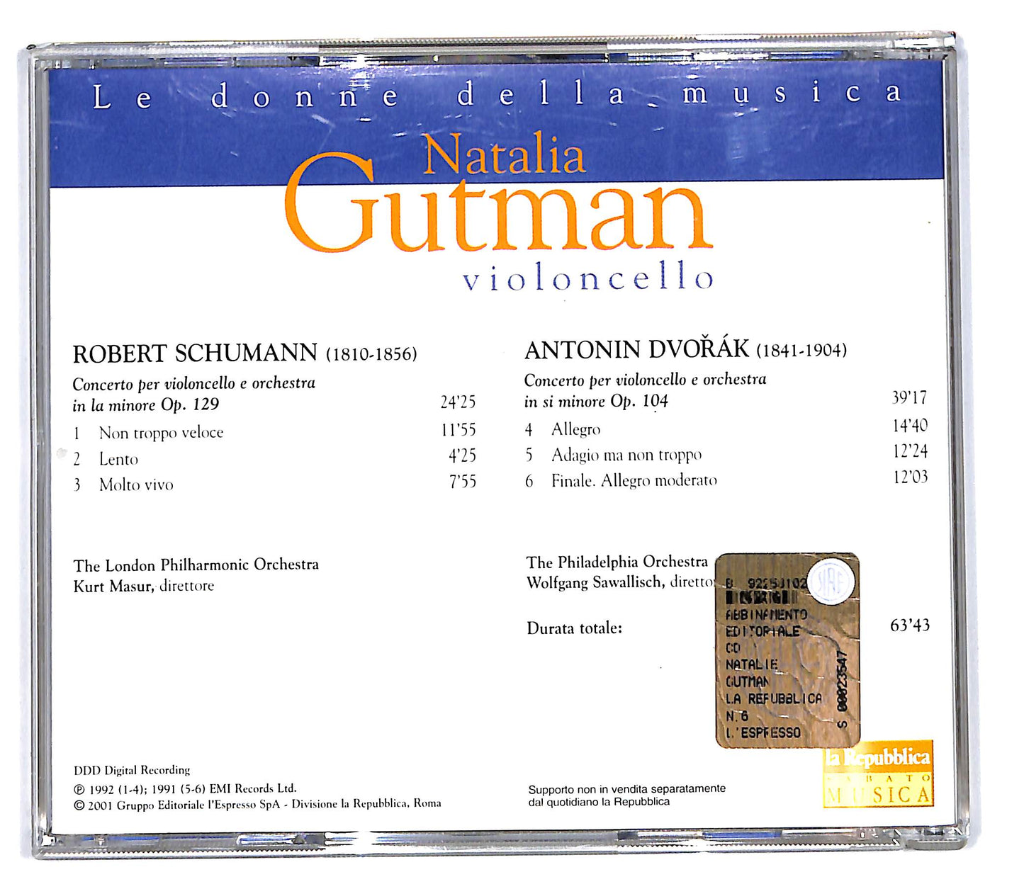 EBOND Natalia Gutman Schumann Dvorak - Violoncello EDITORIALE CD CD103020