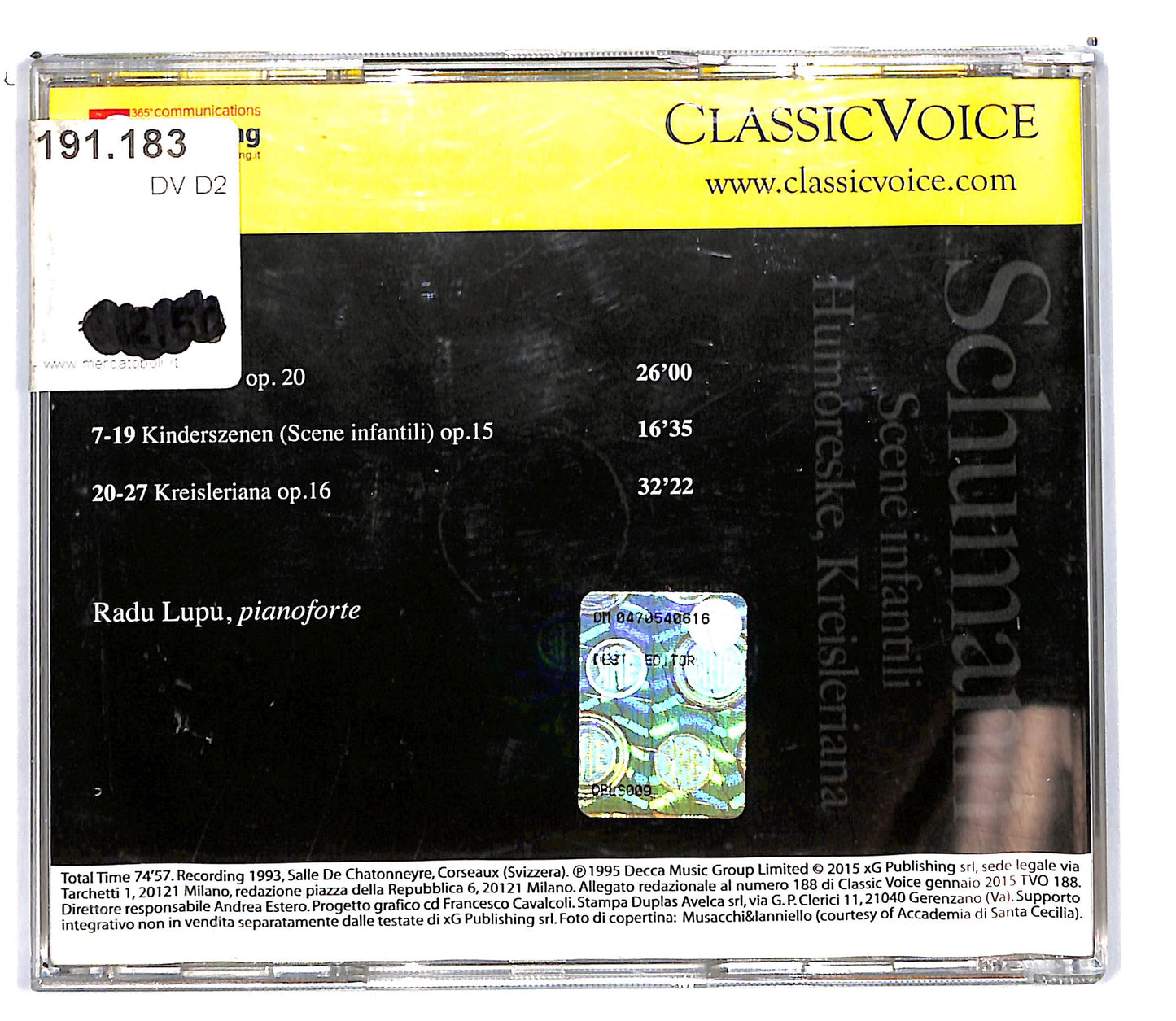 EBOND Schumann - scene infantili Humoreske - Radu Lupu EDITORIALE CD CD103128