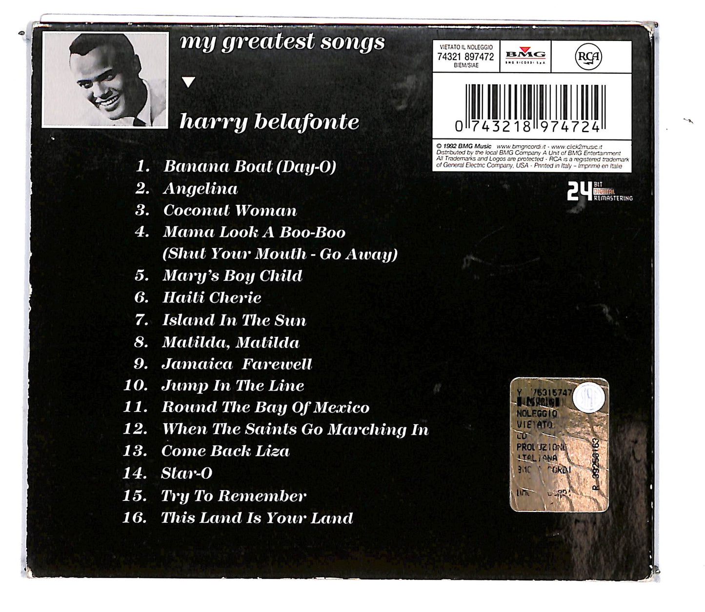 EBOND Harry Belafonte - My Greatest Songs Digipack CD CD103148