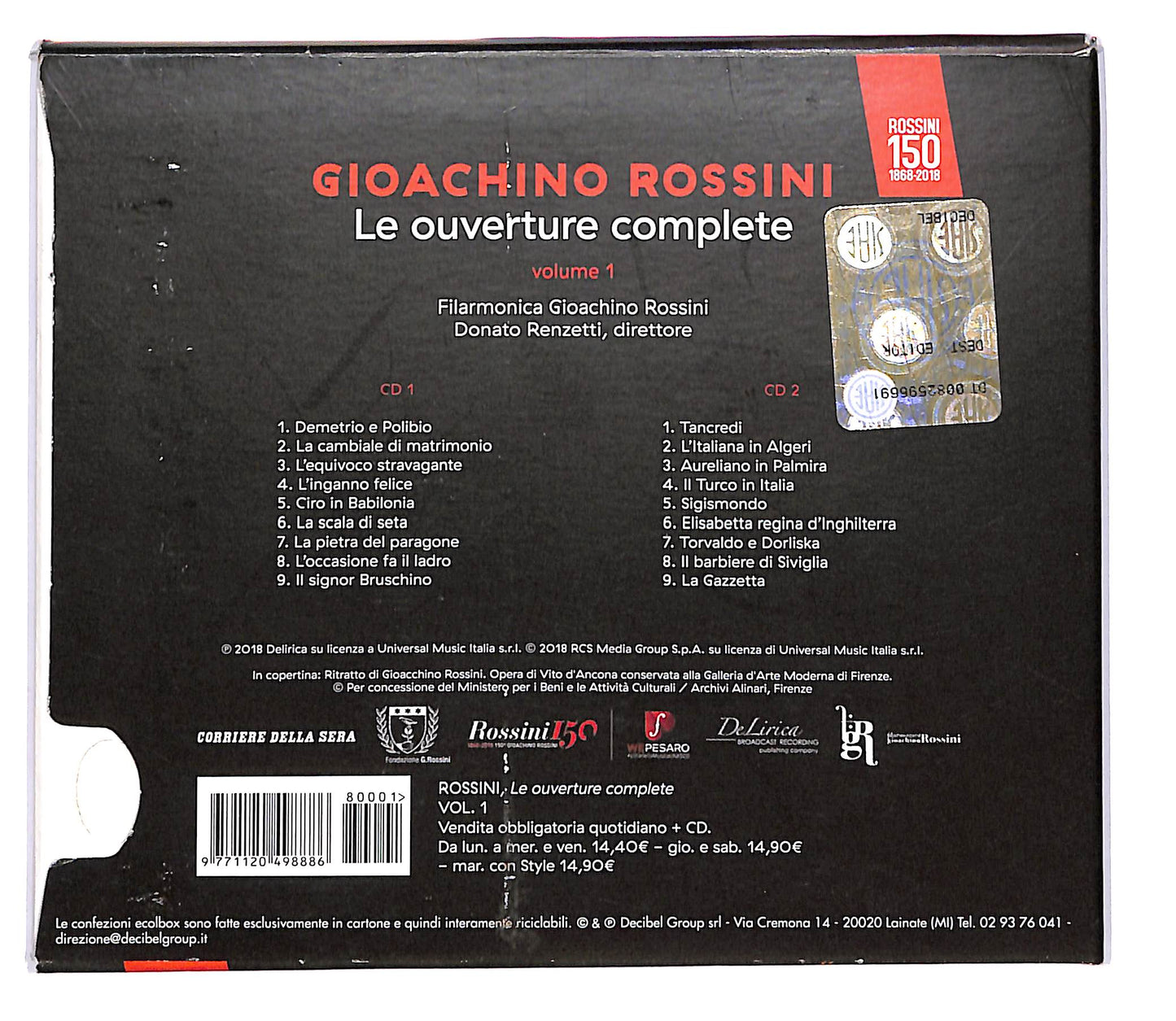 EBOND Gioachino Rossini - le ouverture complete vol.1 (2 dischi) CD CD103154