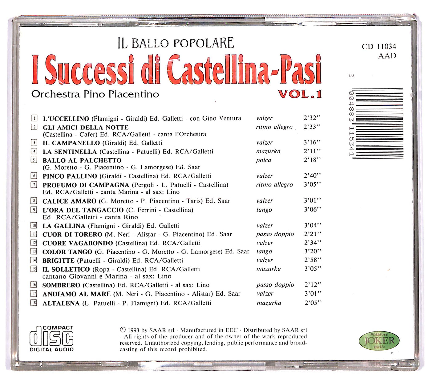 EBOND Various - I Successi Di Castellina-Pasi Vol.1 CD CD103213