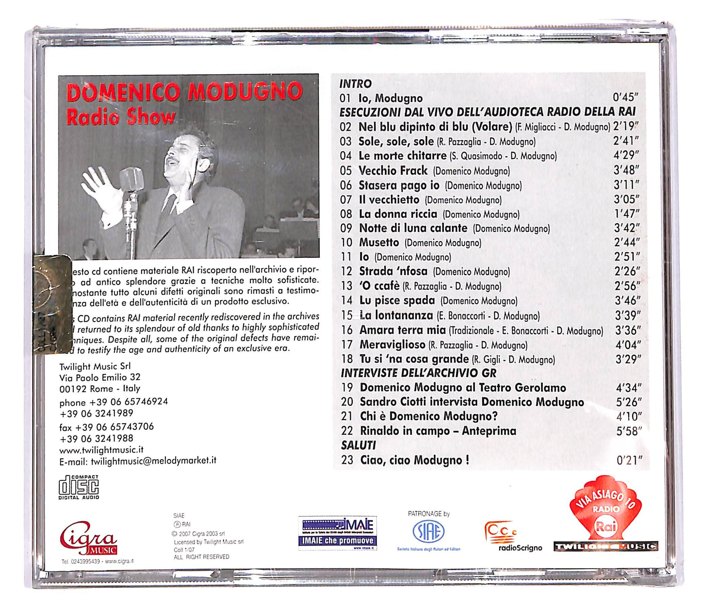 EBOND Domenico Modugno - Radio Show CD CD103246