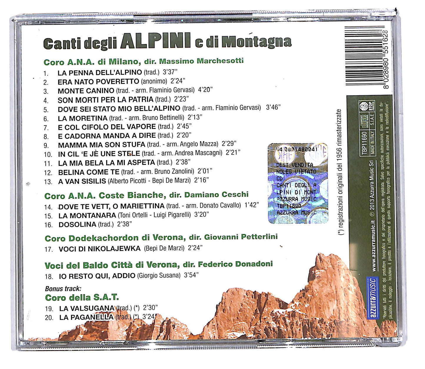 EBOND Various - canti degli alpini e di montagna CD CD103702